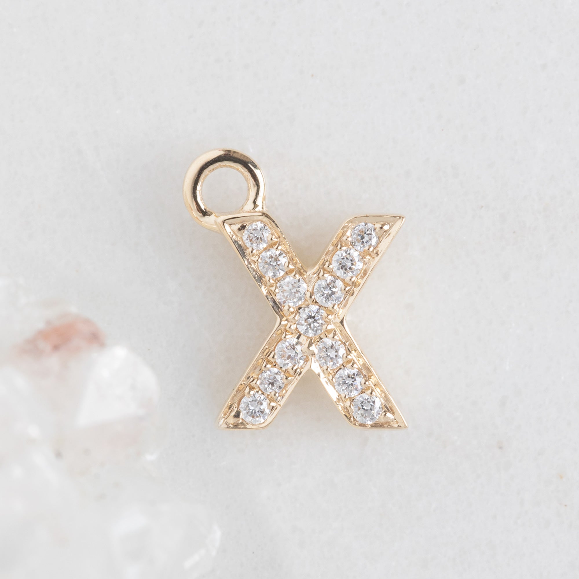Alexis Russell Necklaces The White Diamond Pavé Letter Charm | Yellow, Rose or White Gold