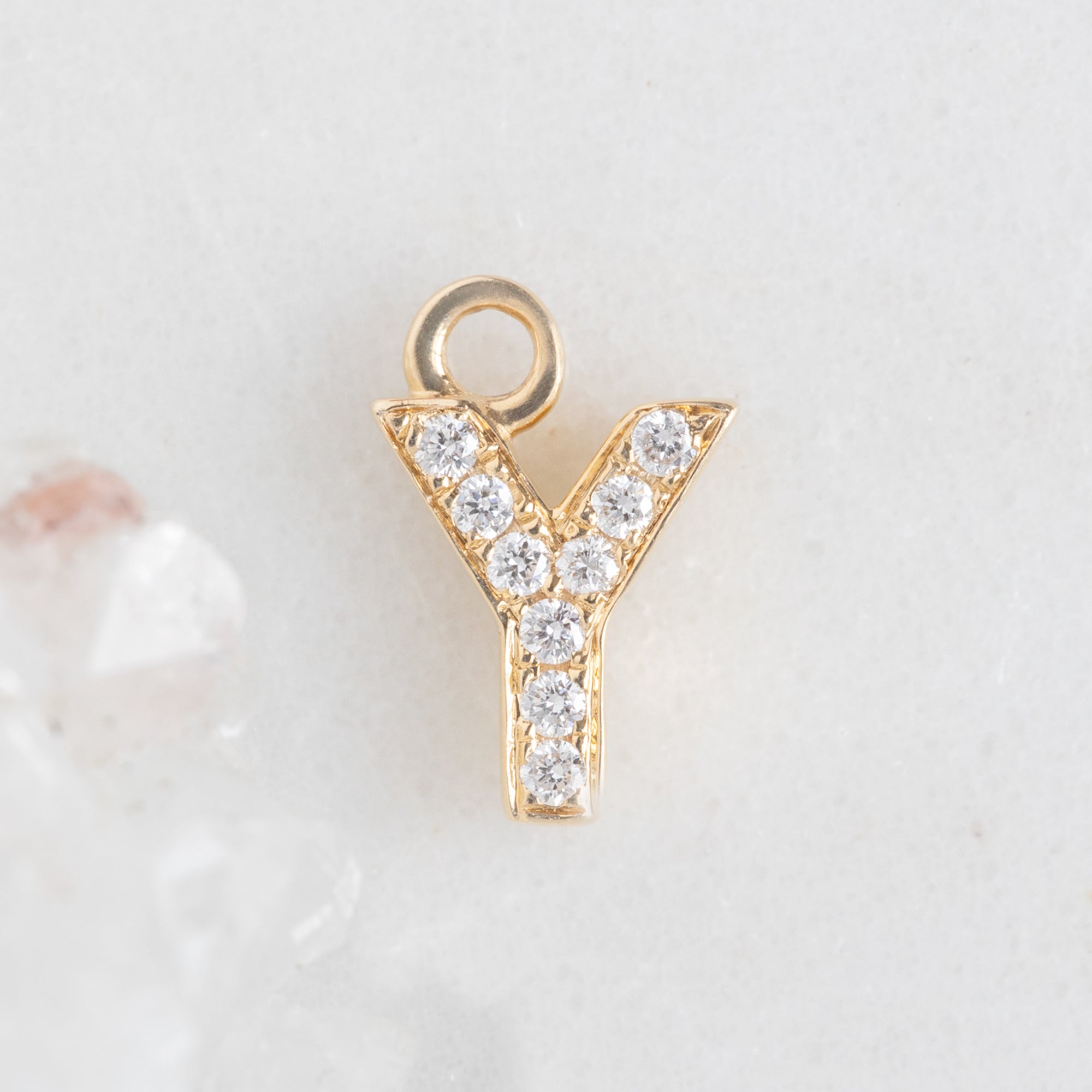 Alexis Russell Necklaces The White Diamond Pavé Letter Charm | Yellow, Rose or White Gold