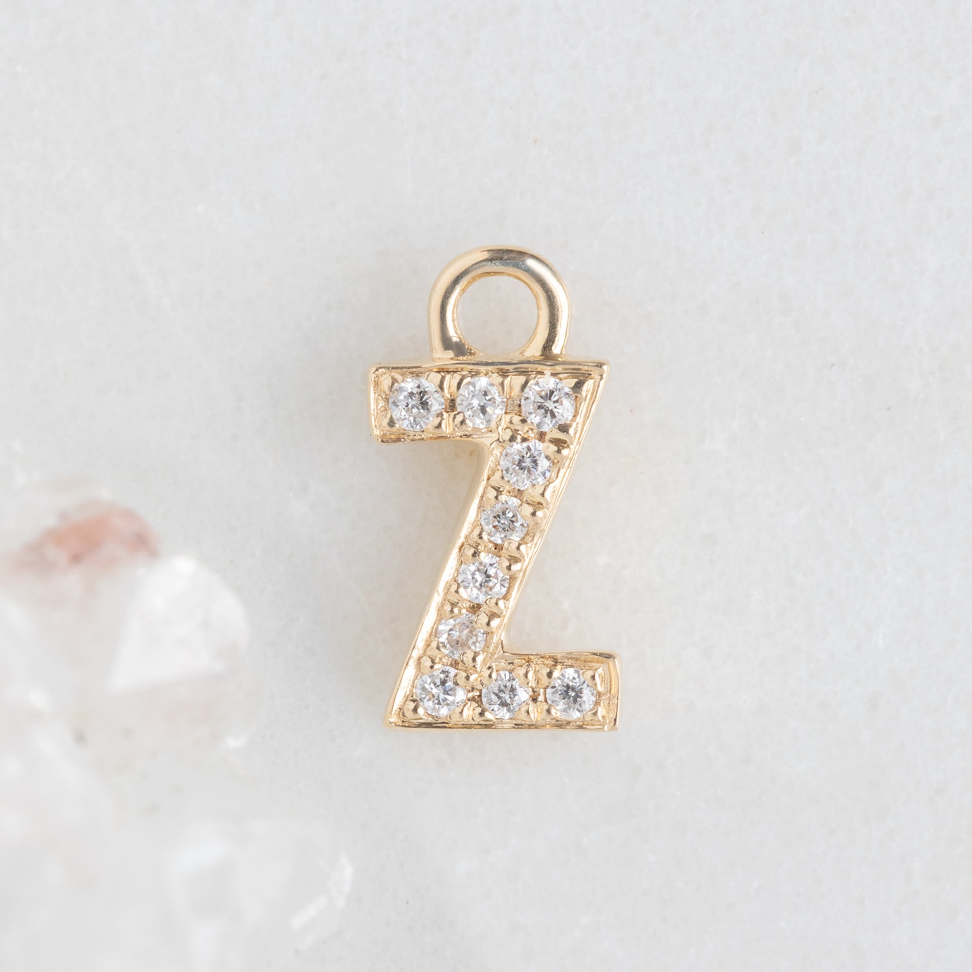 Alexis Russell Necklaces The White Diamond Pavé Letter Charm | Yellow, Rose or White Gold