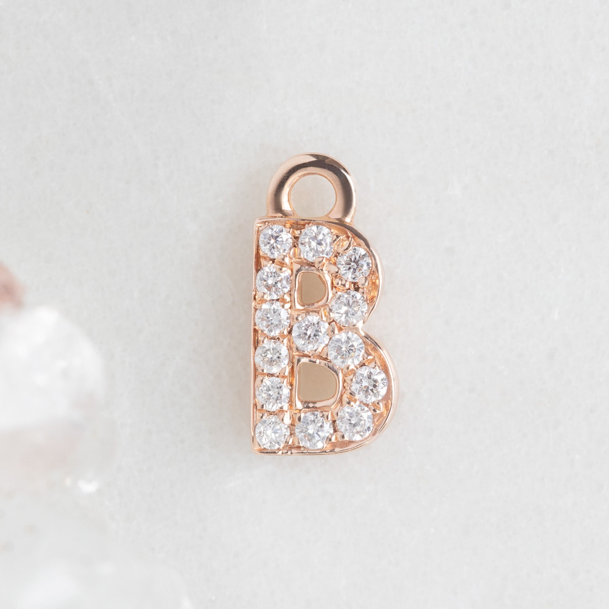 Alexis Russell Charms The White Diamond Pavé Letter Charm | Rose Gold