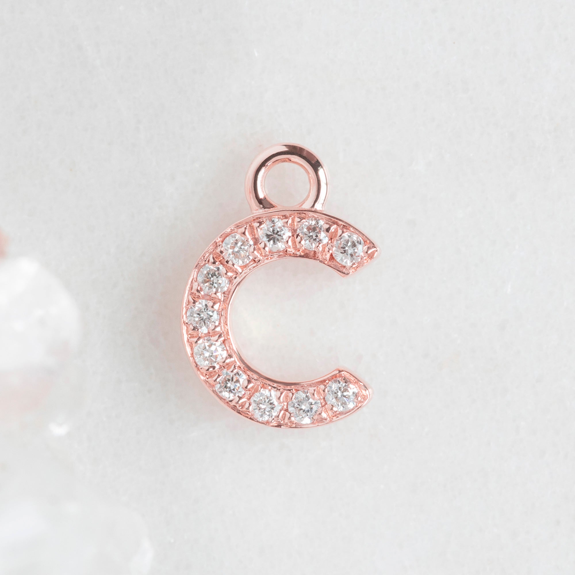 Alexis Russell Charms The White Diamond Pavé Letter Charm | Rose Gold