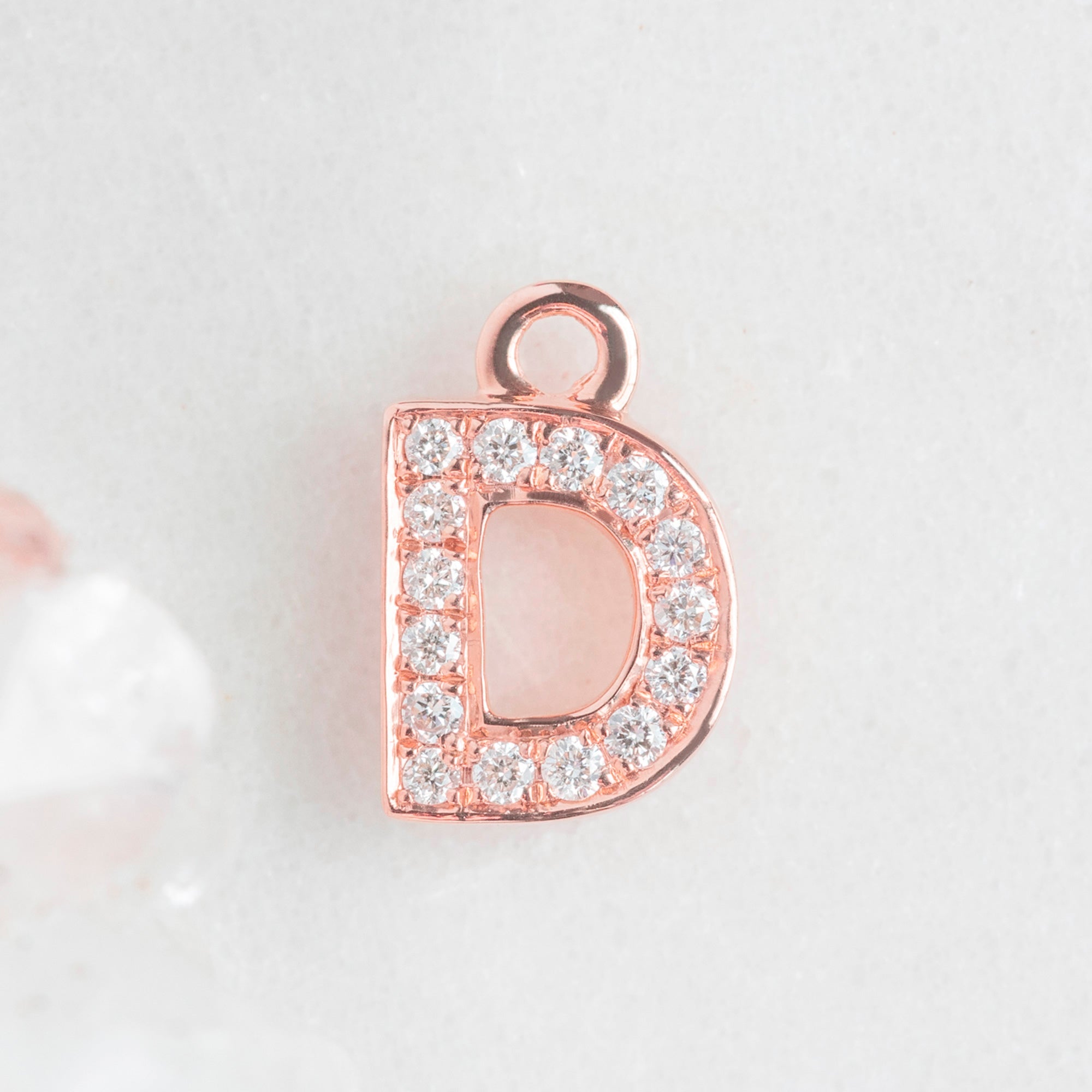 Alexis Russell Charms The White Diamond Pavé Letter Charm | Rose Gold