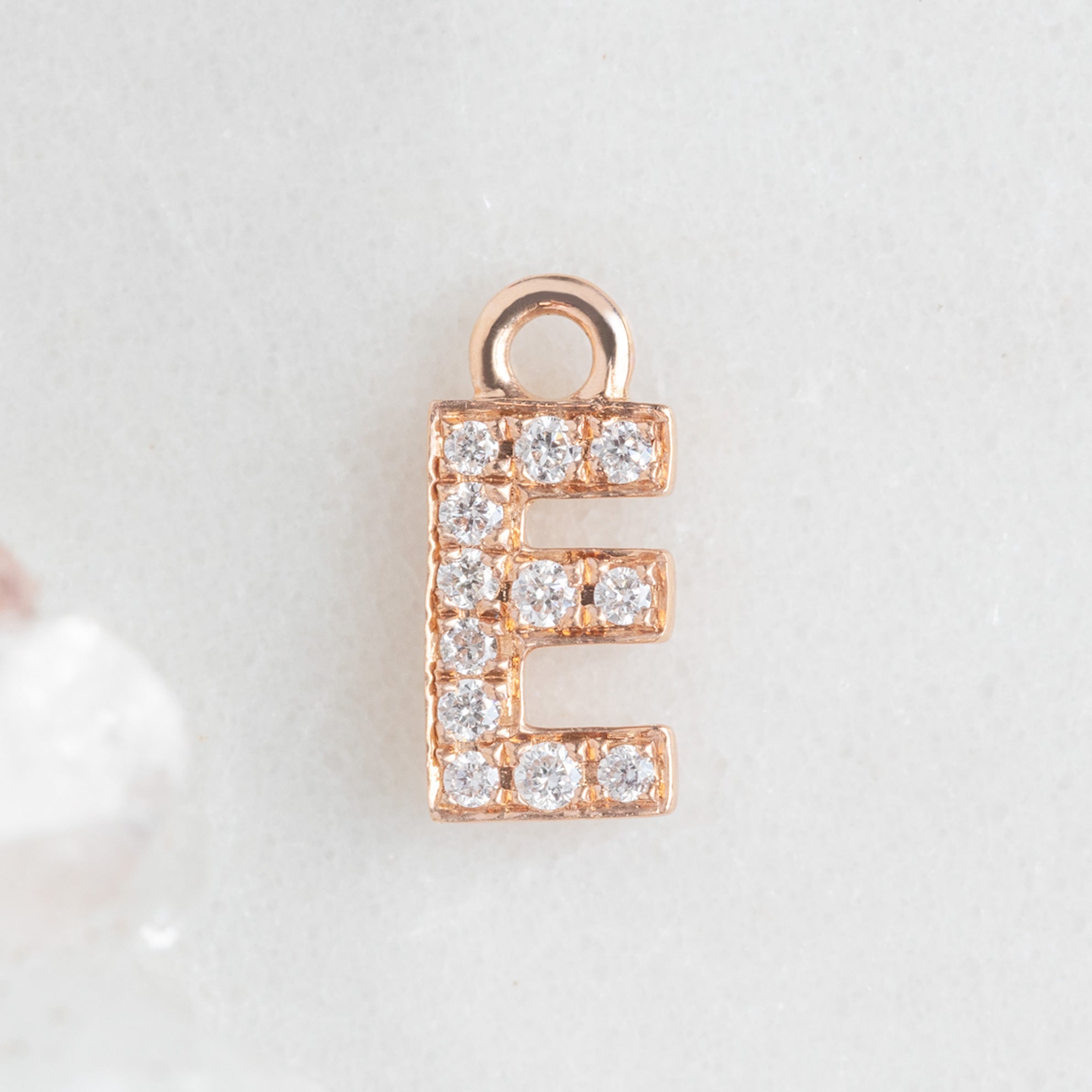 Alexis Russell Charms The White Diamond Pavé Letter Charm | Rose Gold