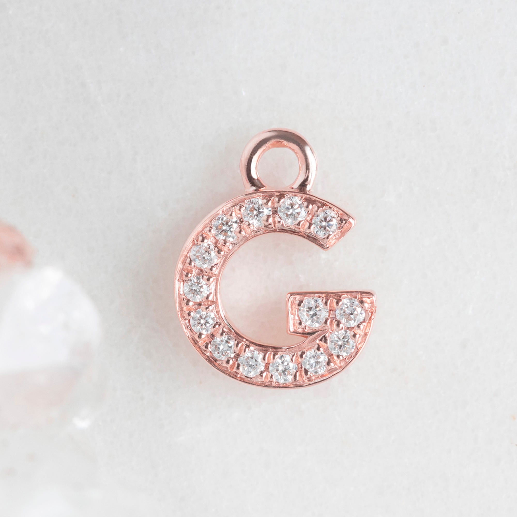 Alexis Russell Charms The White Diamond Pavé Letter Charm | Rose Gold