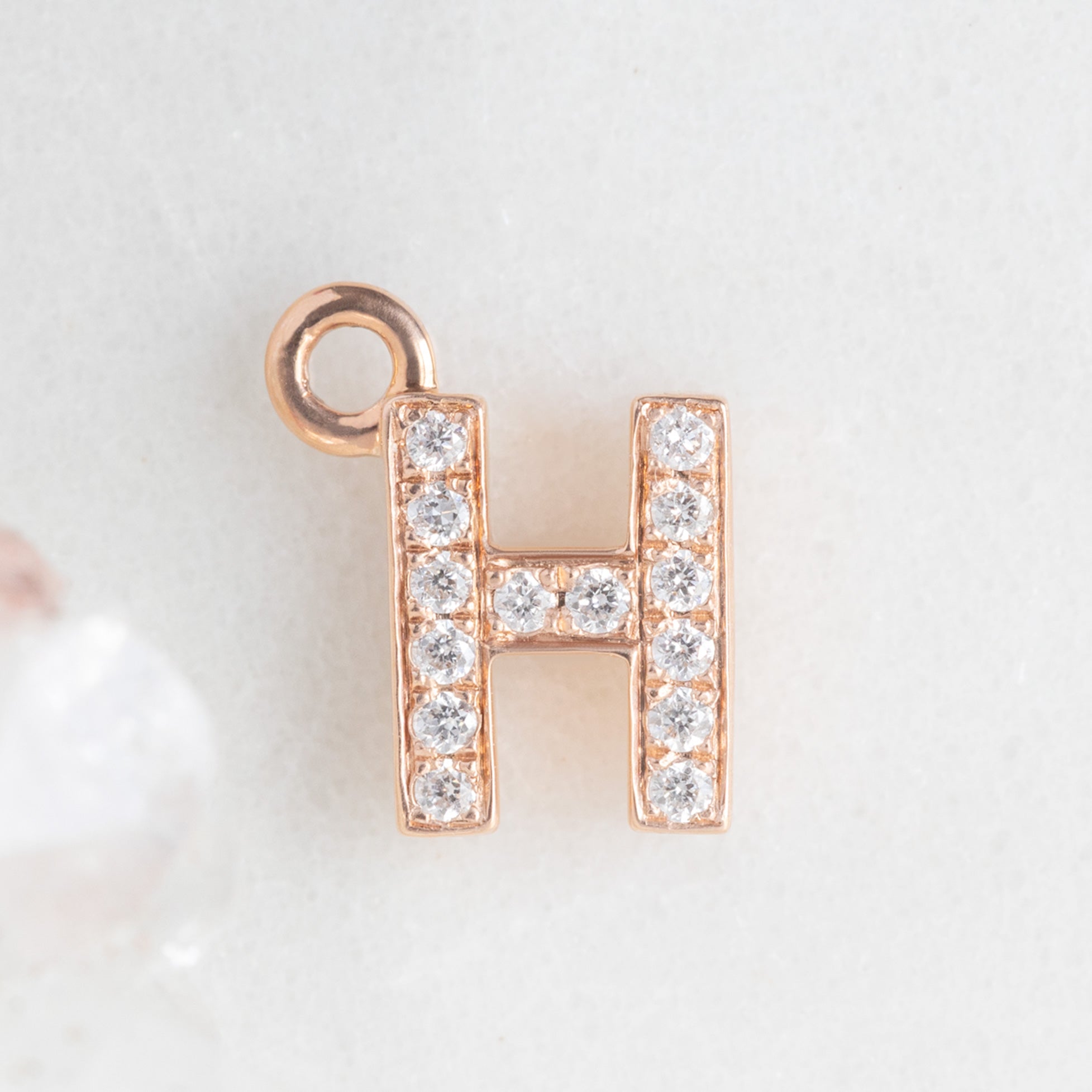 Alexis Russell Charms The White Diamond Pavé Letter Charm | Rose Gold