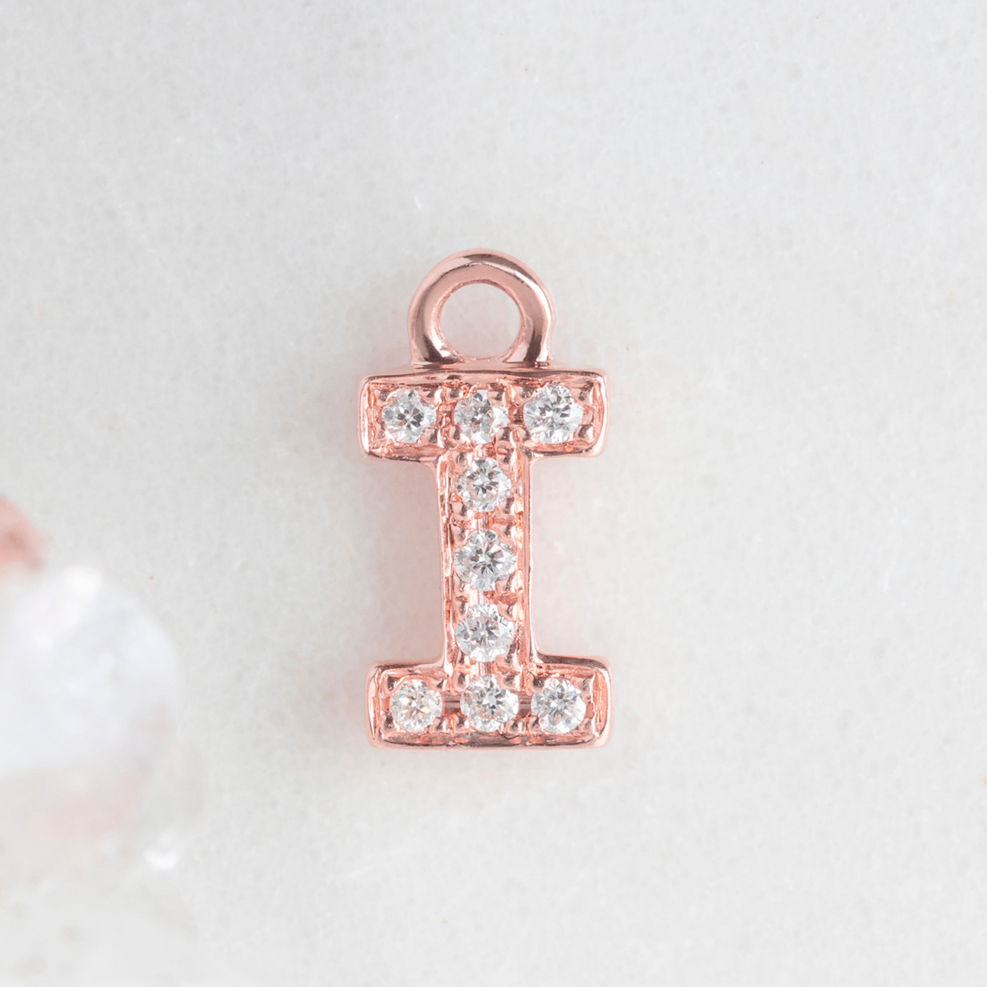Alexis Russell Charms The White Diamond Pavé Letter Charm | Rose Gold