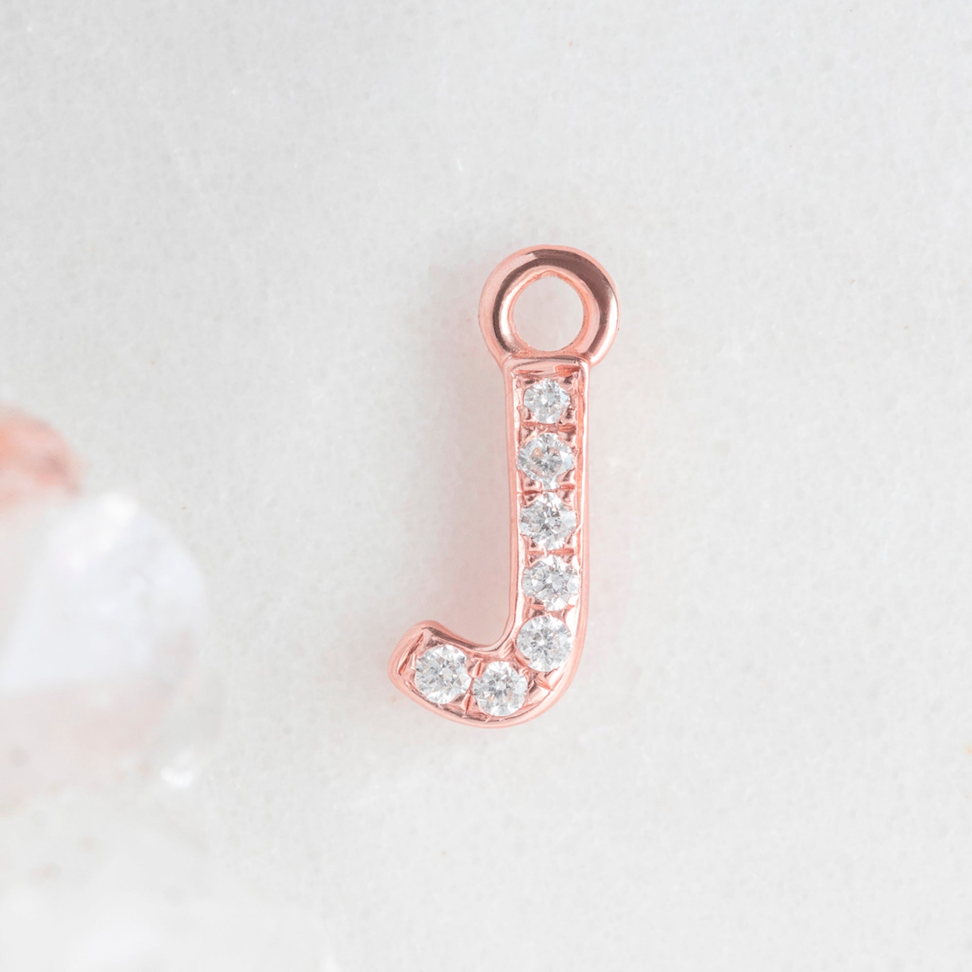 Alexis Russell Charms The White Diamond Pavé Letter Charm | Rose Gold