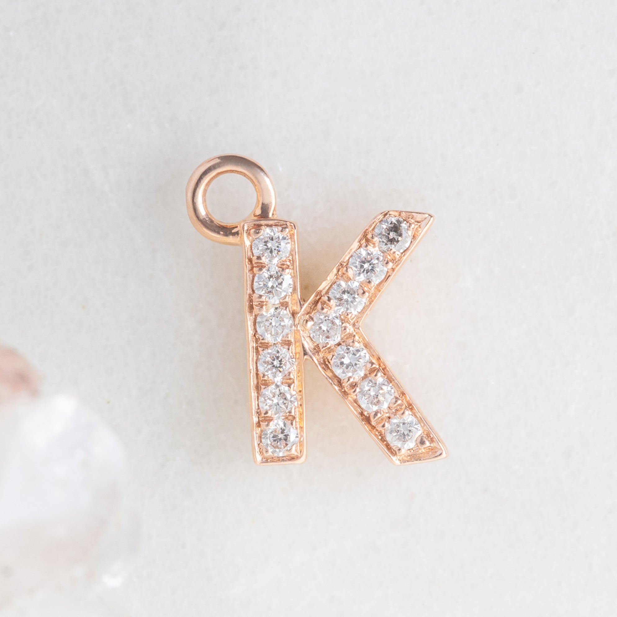 Alexis Russell Charms The White Diamond Pavé Letter Charm | Rose Gold