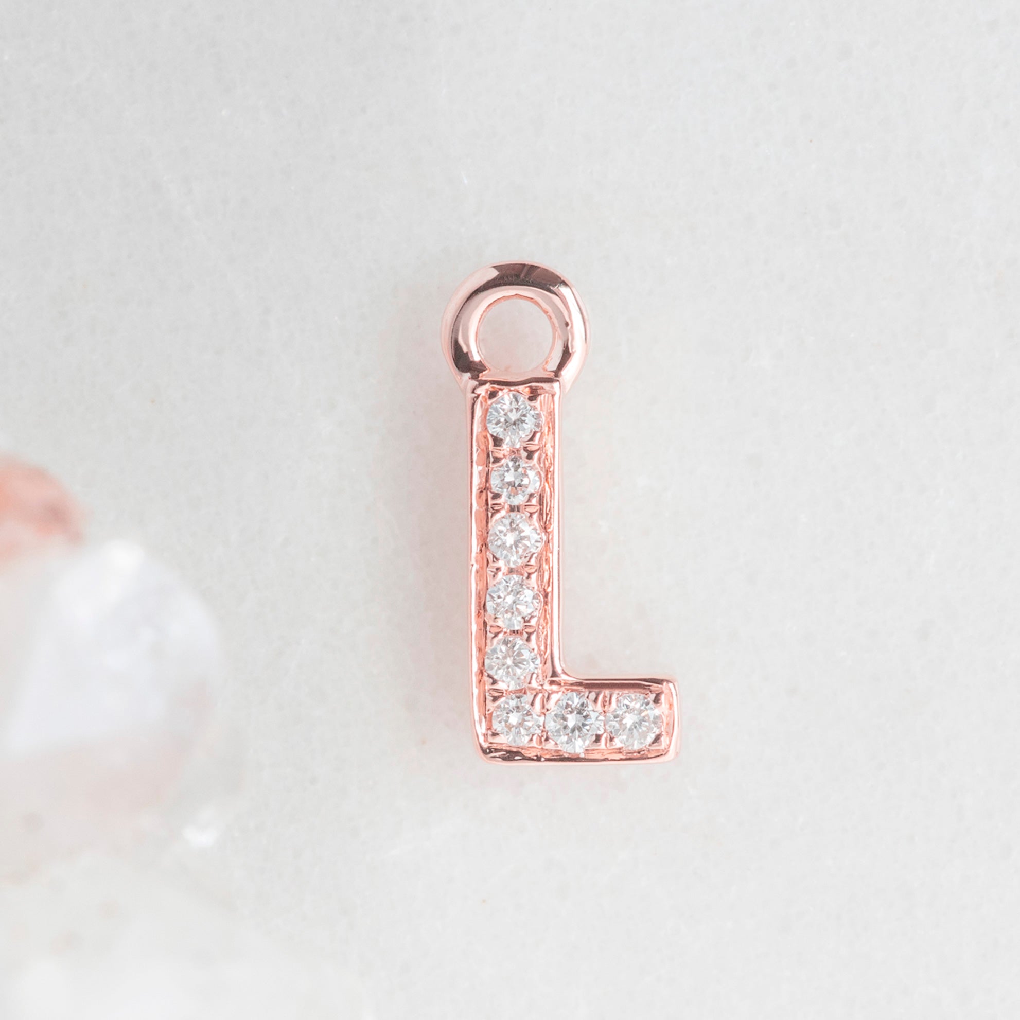 Alexis Russell Charms The White Diamond Pavé Letter Charm | Rose Gold