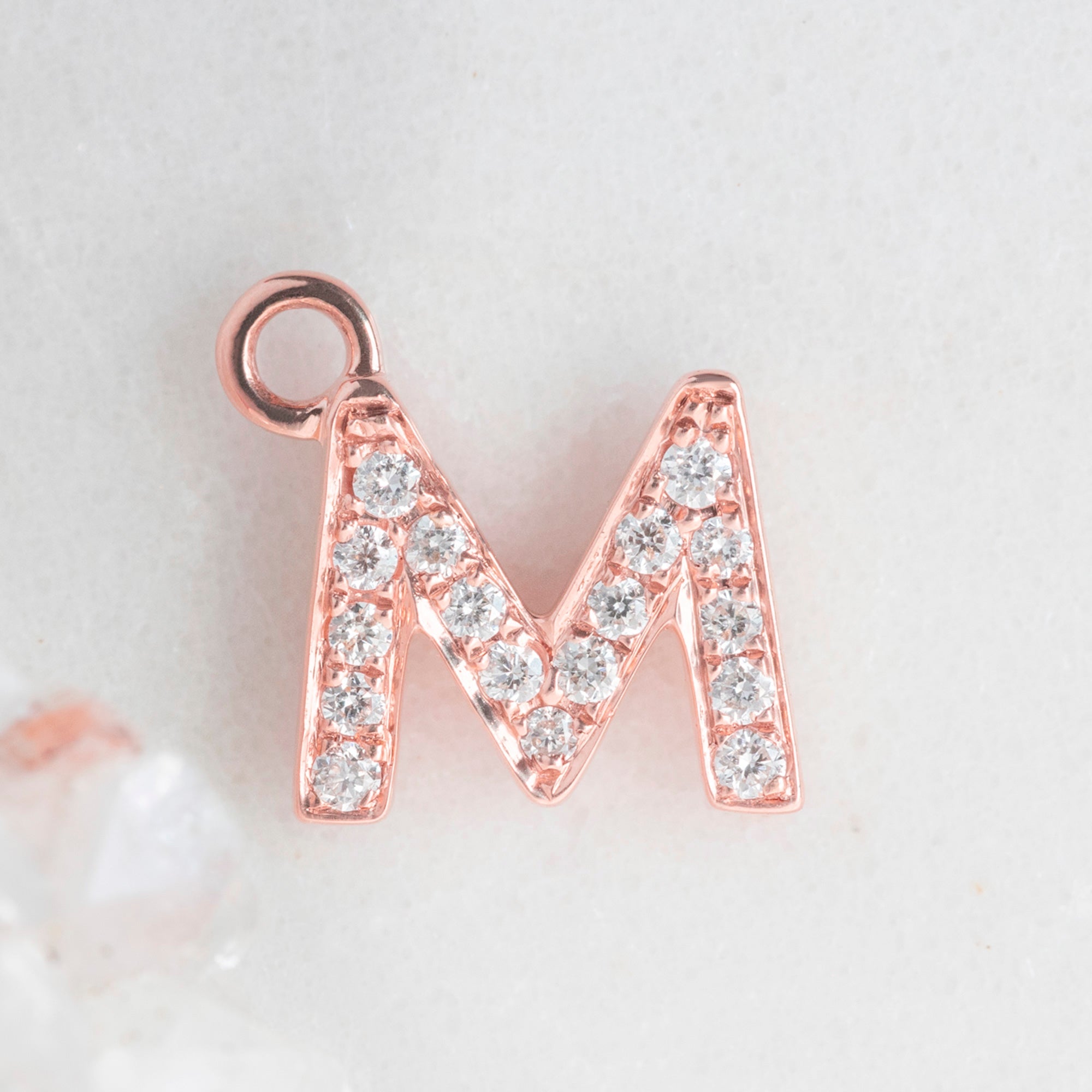 Alexis Russell Charms The White Diamond Pavé Letter Charm | Rose Gold