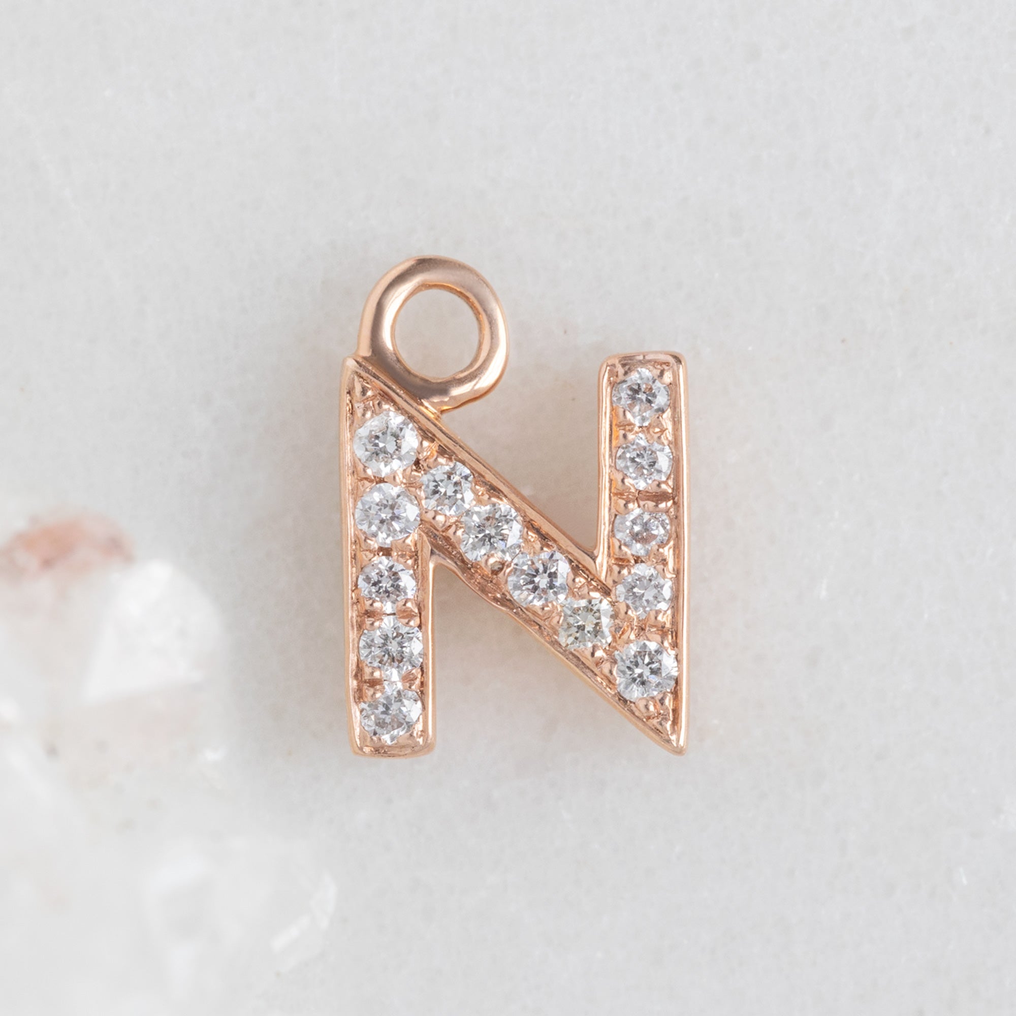 Alexis Russell Charms The White Diamond Pavé Letter Charm | Rose Gold