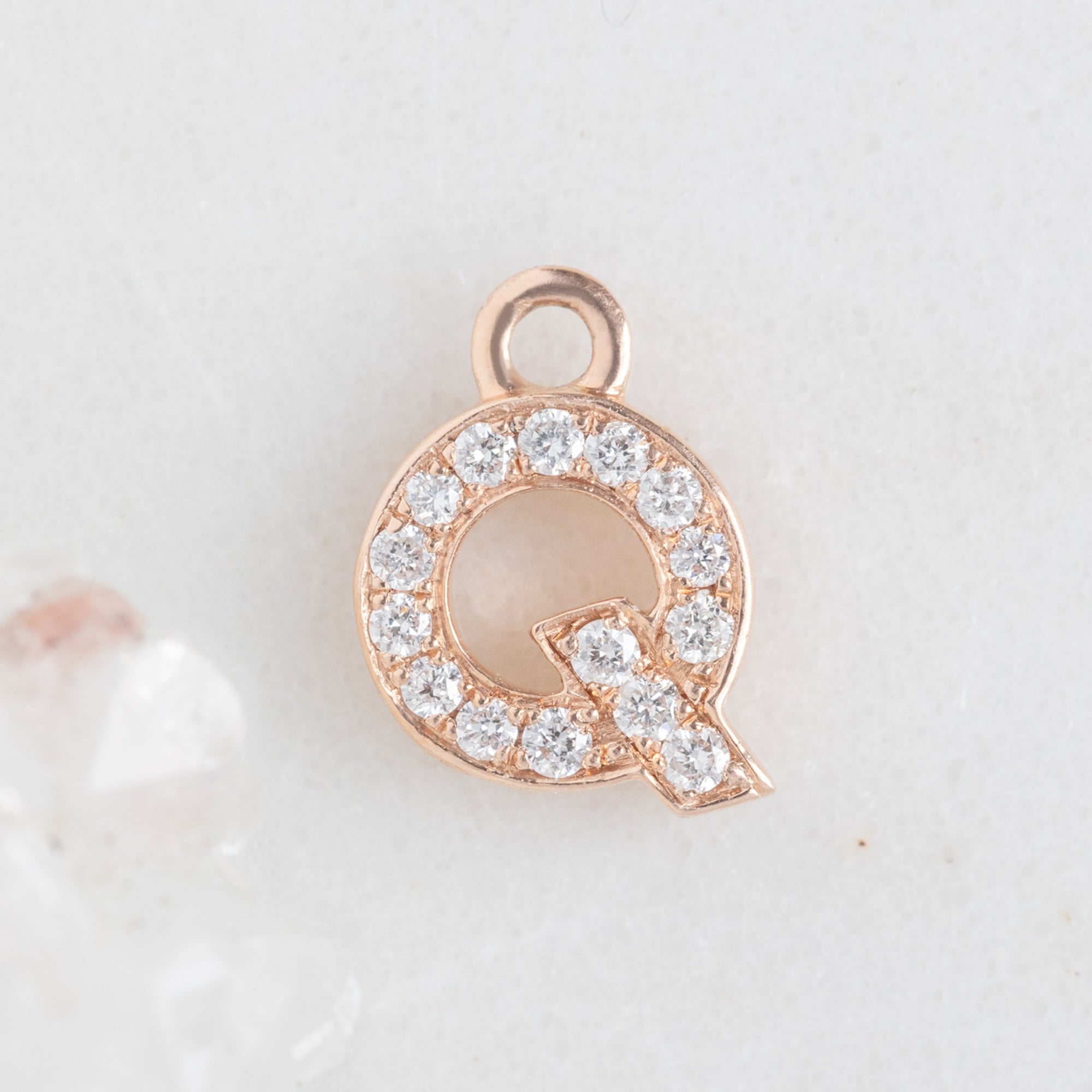 Alexis Russell Charms The White Diamond Pavé Letter Charm | Rose Gold