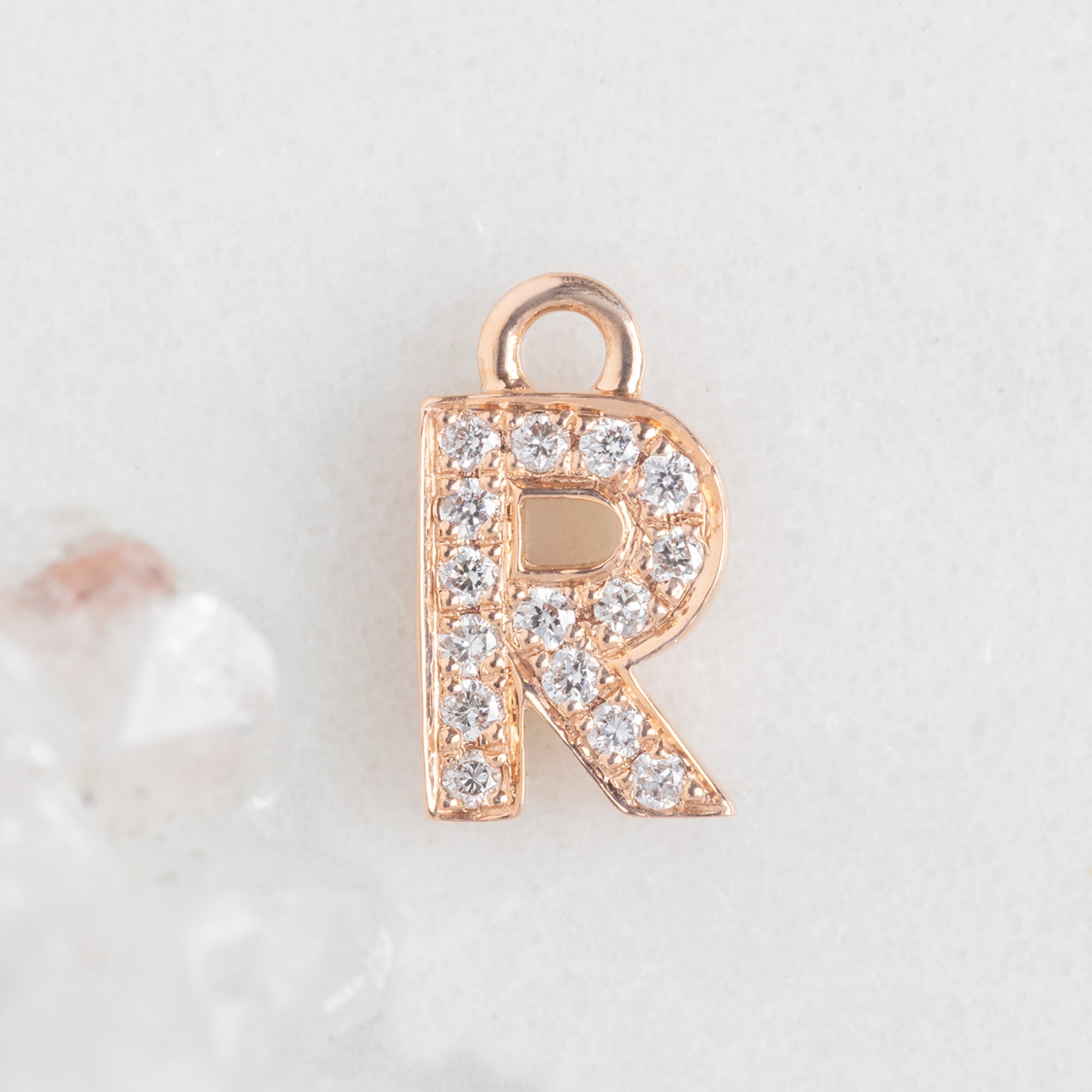 Alexis Russell Charms The White Diamond Pavé Letter Charm | Rose Gold
