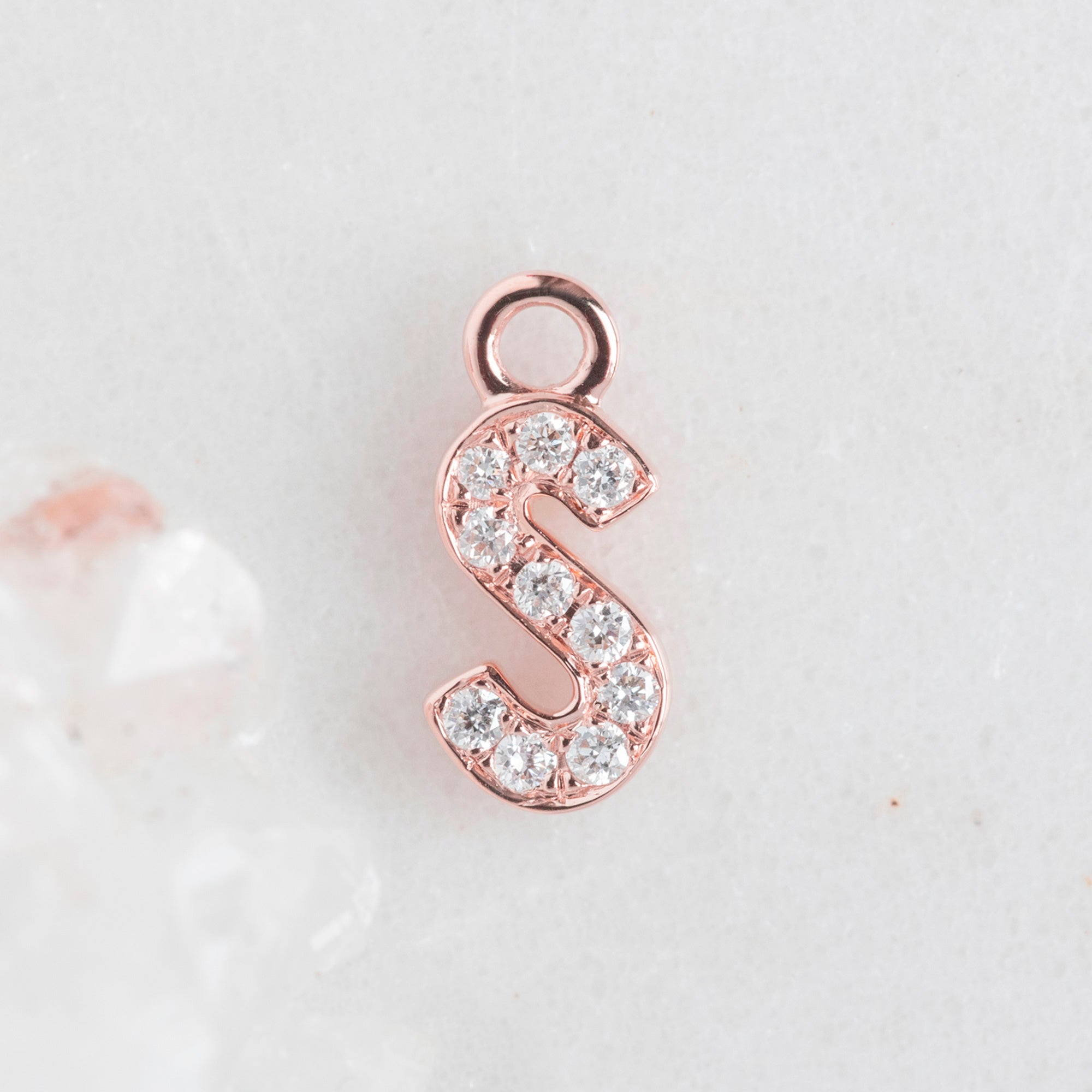 Alexis Russell Charms The White Diamond Pavé Letter Charm | Rose Gold