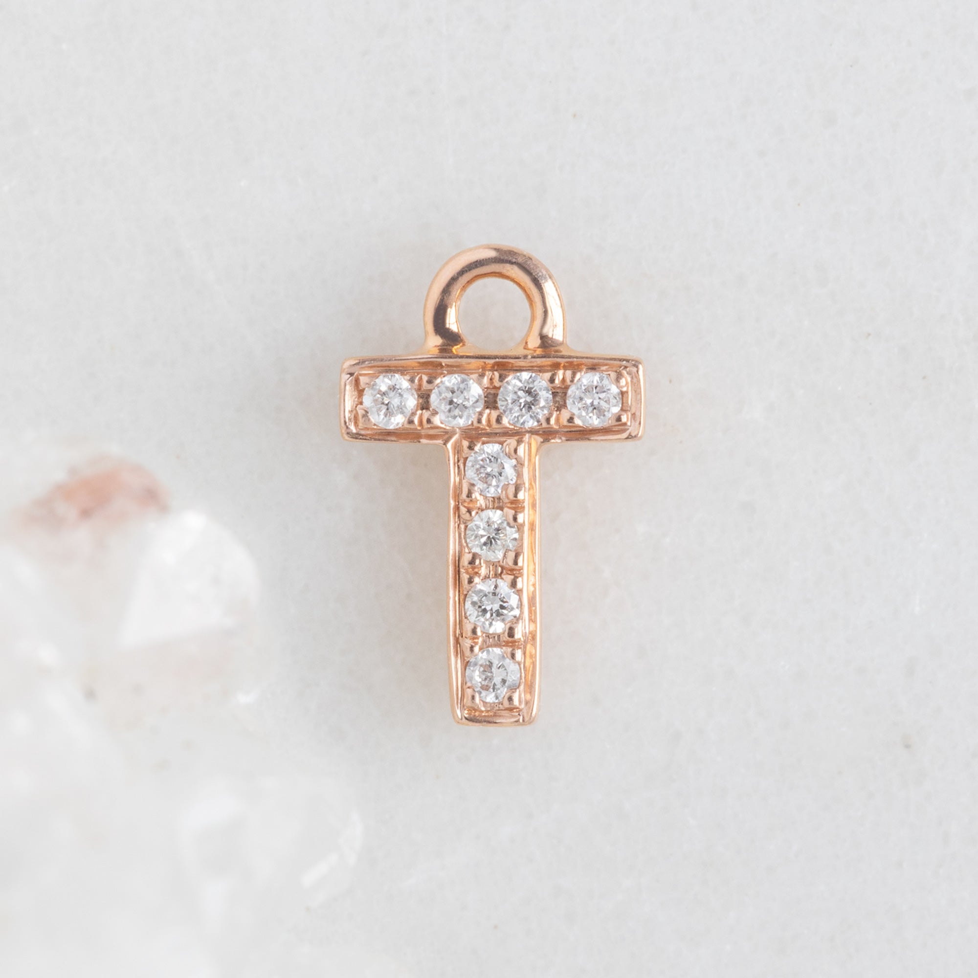 Alexis Russell Charms The White Diamond Pavé Letter Charm | Rose Gold