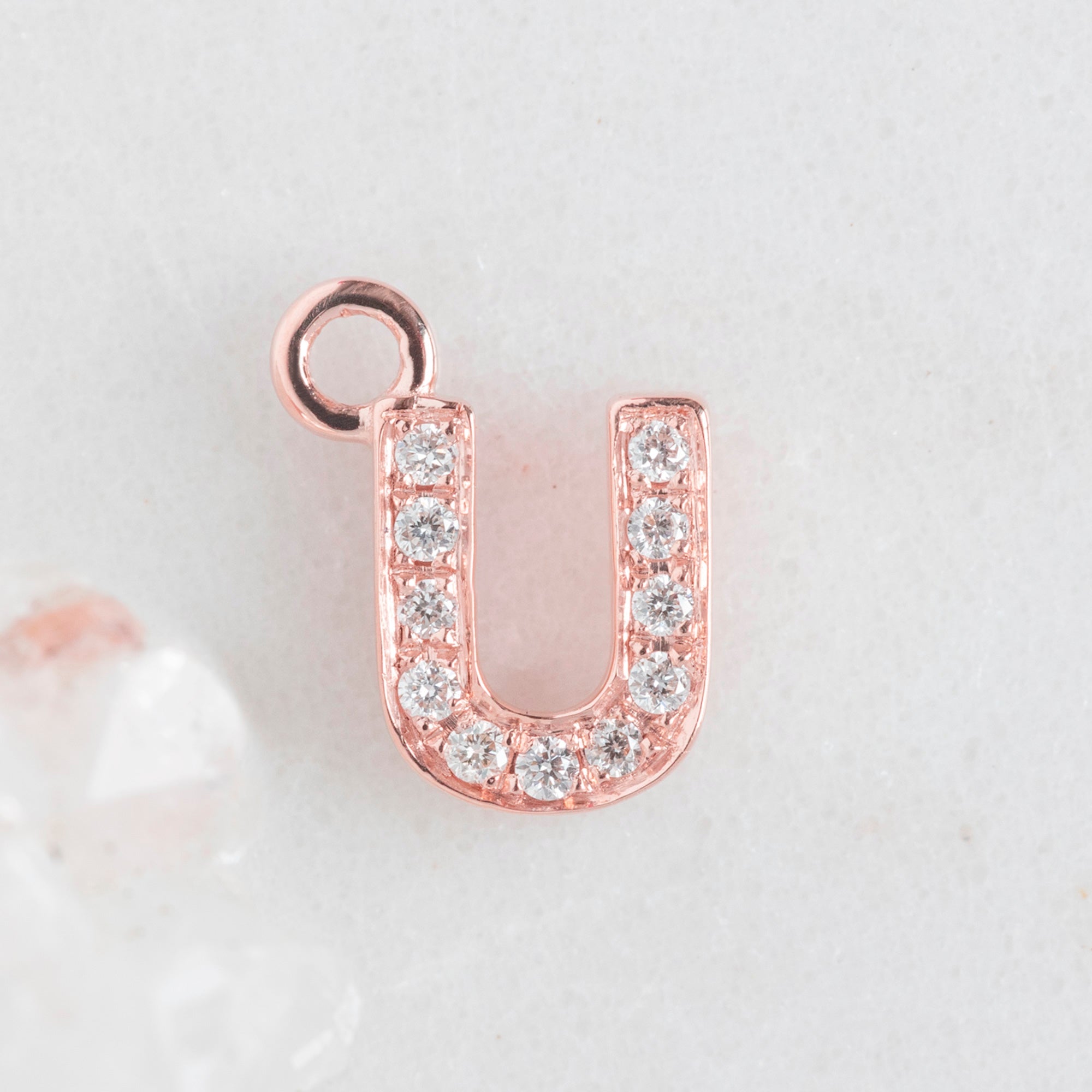 Alexis Russell Charms The White Diamond Pavé Letter Charm | Rose Gold