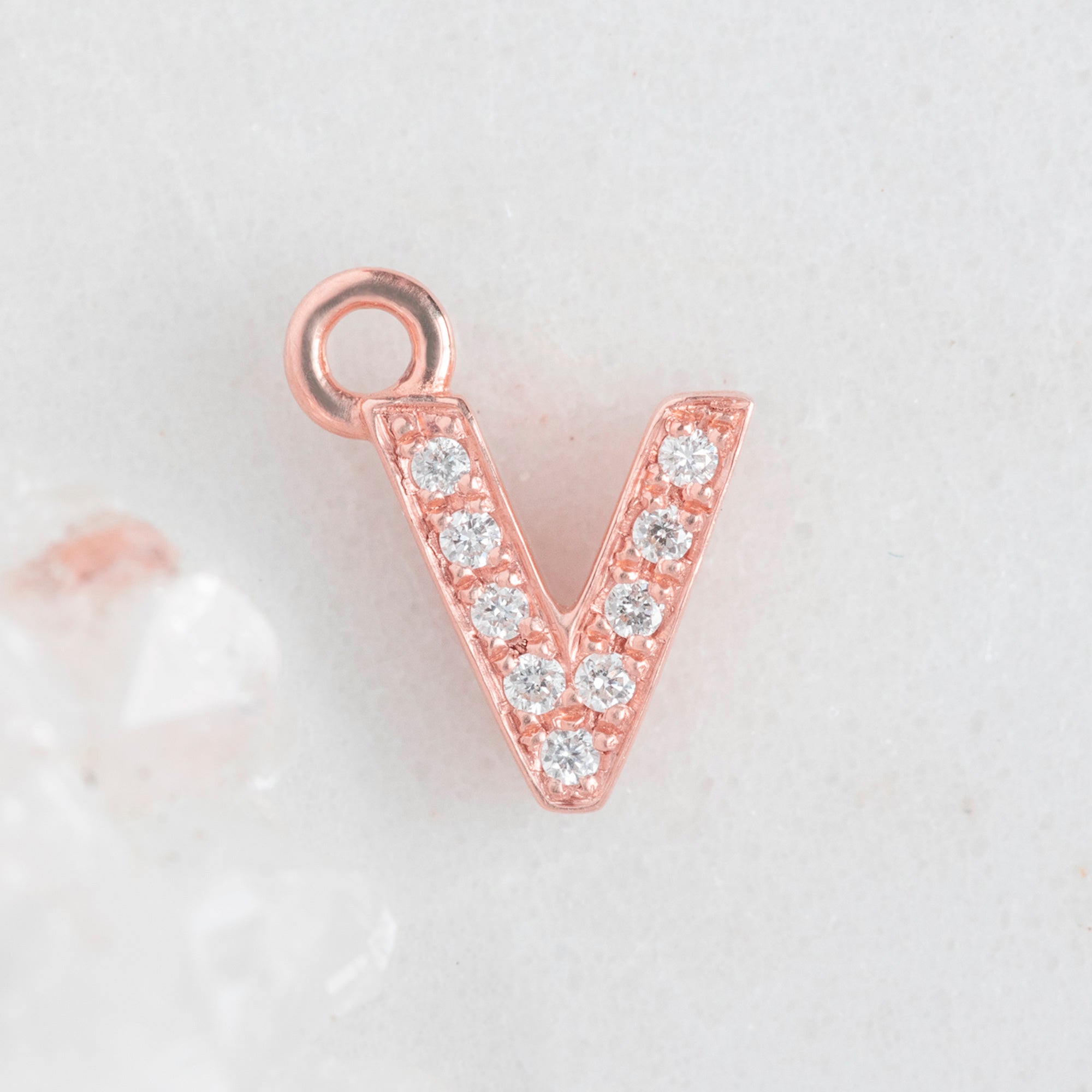 Alexis Russell Charms The White Diamond Pavé Letter Charm | Rose Gold