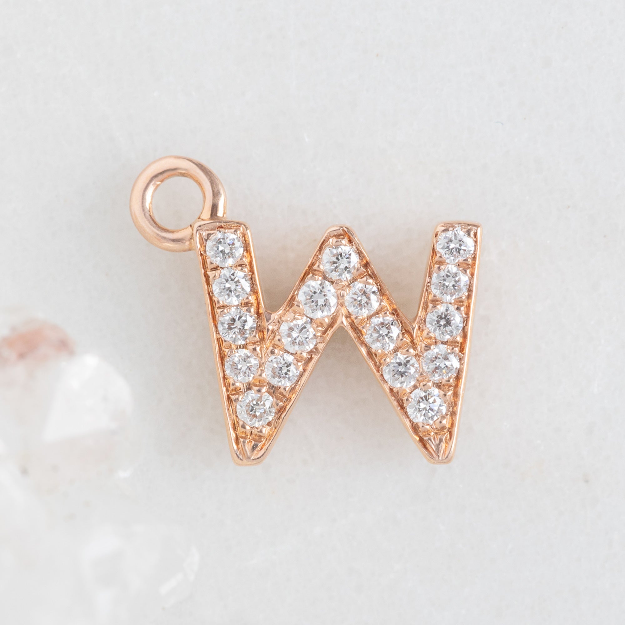 Alexis Russell Charms The White Diamond Pavé Letter Charm | Rose Gold