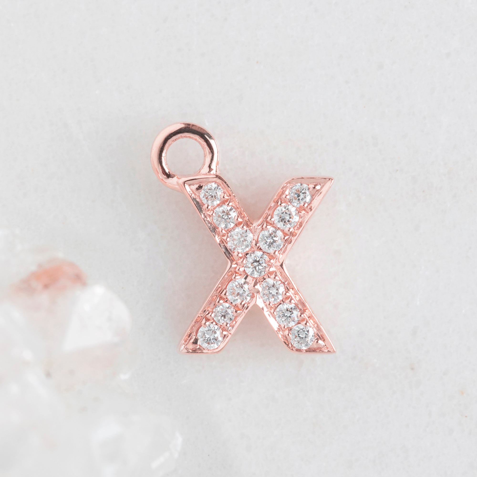 Alexis Russell Charms The White Diamond Pavé Letter Charm | Rose Gold