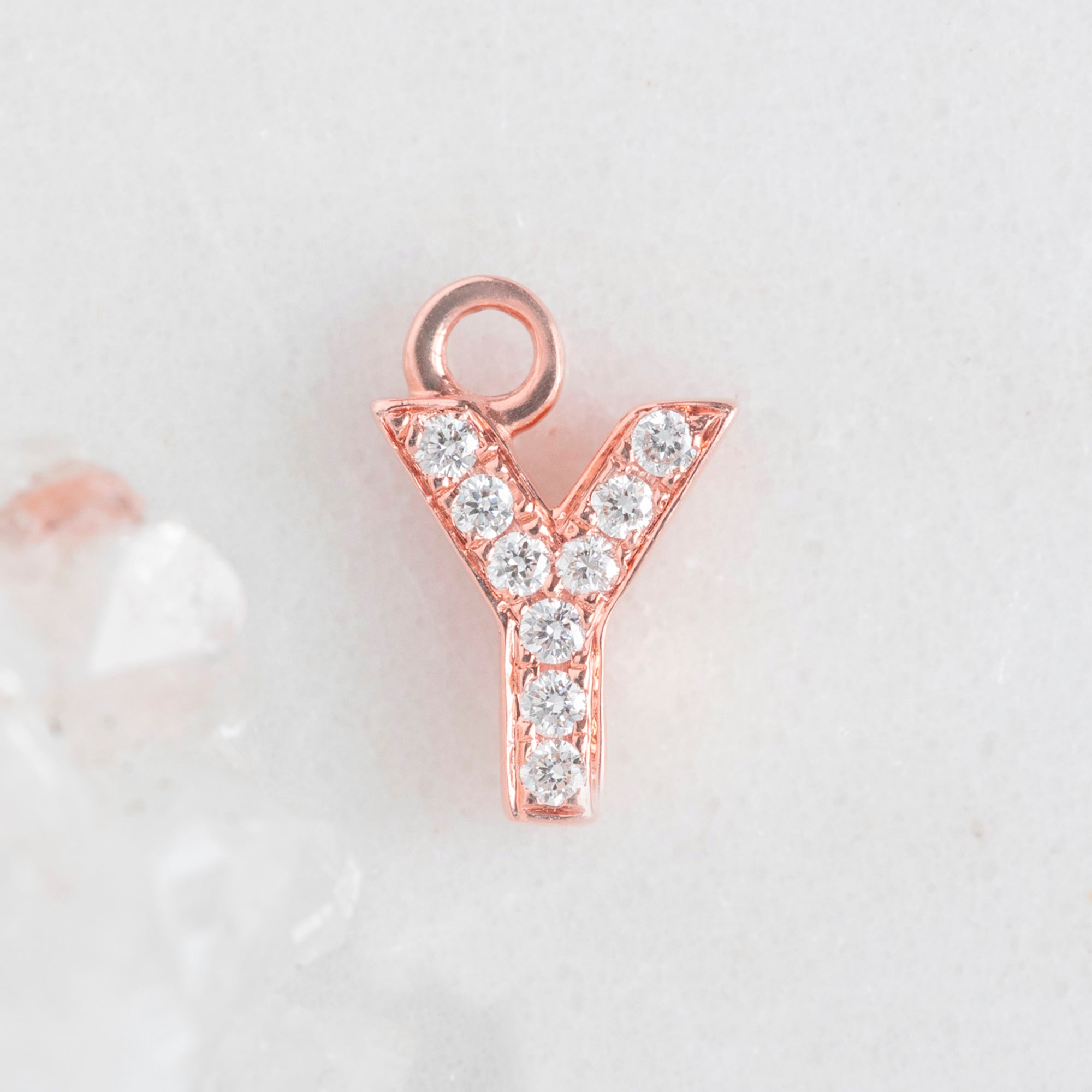 Alexis Russell Charms The White Diamond Pavé Letter Charm | Rose Gold