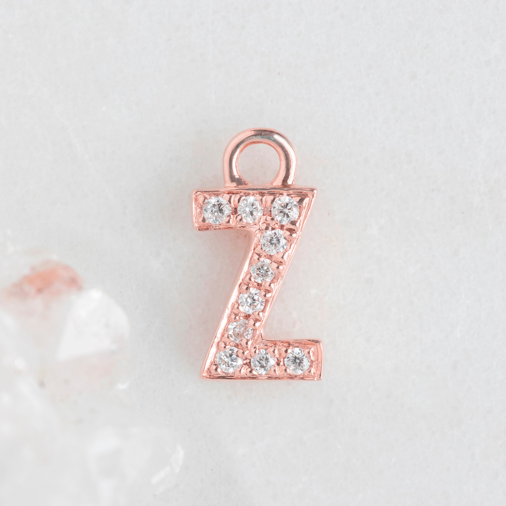 Alexis Russell Charms The White Diamond Pavé Letter Charm | Rose Gold