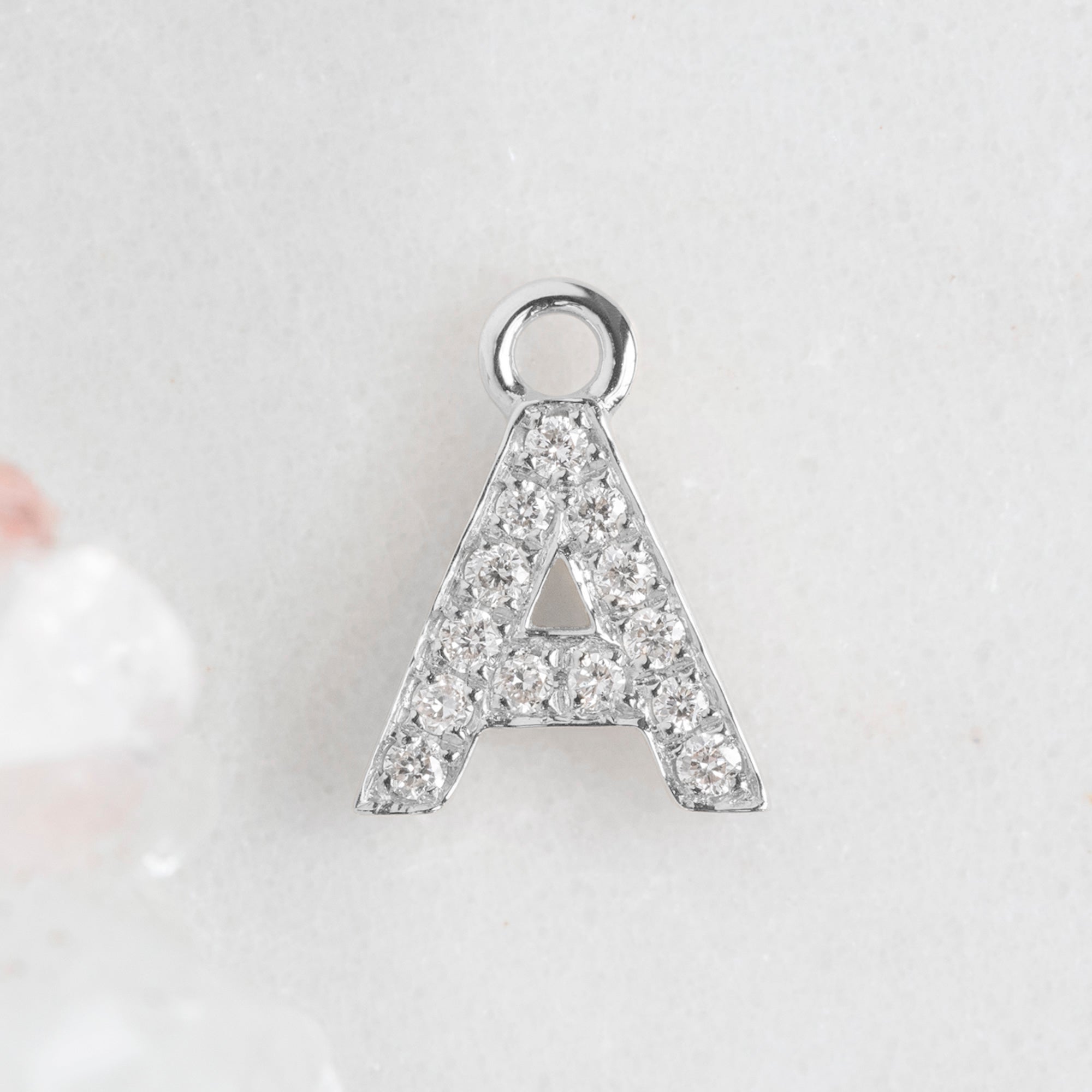 Alexis Russell Charms The White Diamond Pavé Letter Charm | White Gold