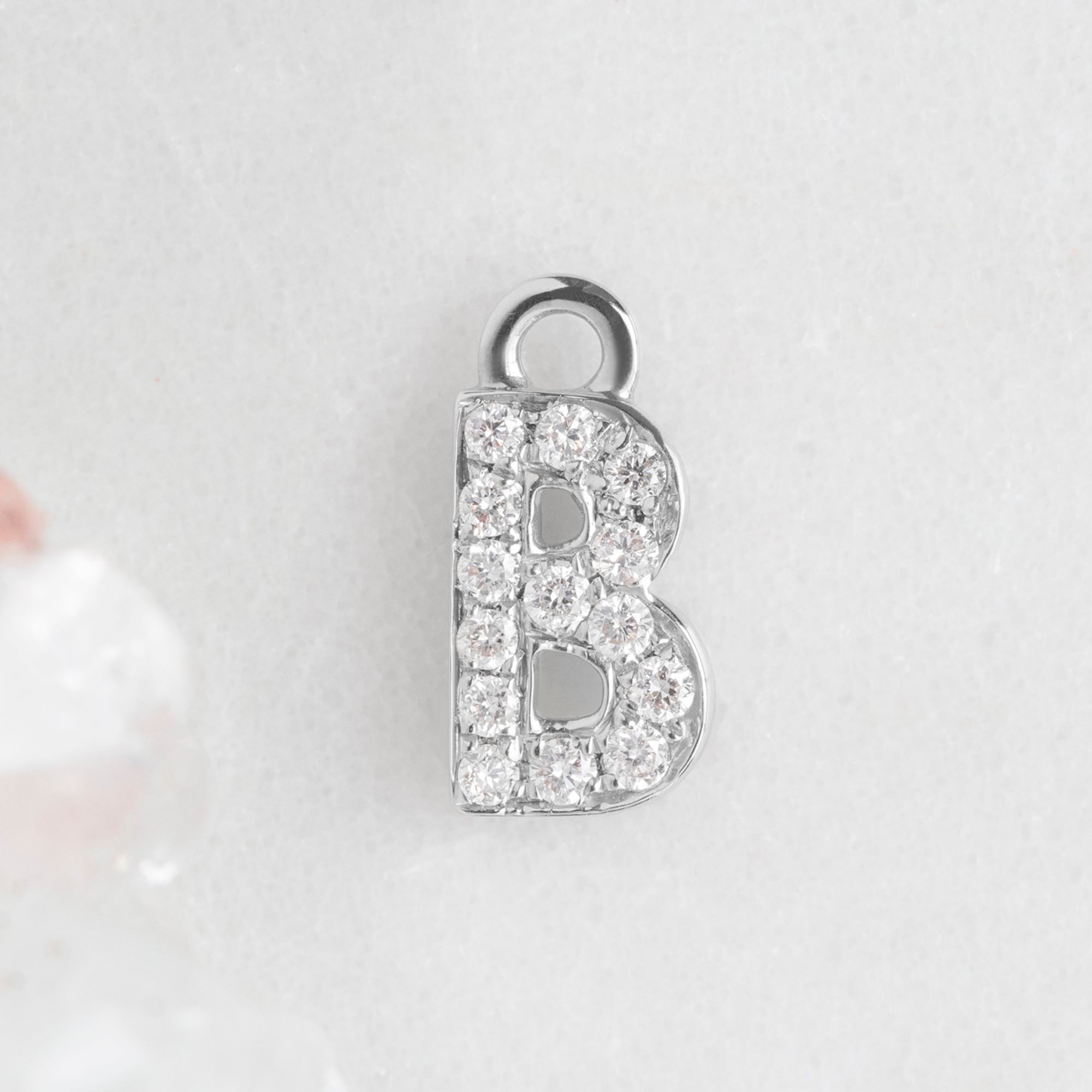 Alexis Russell Charms The White Diamond Pavé Letter Charm | White Gold