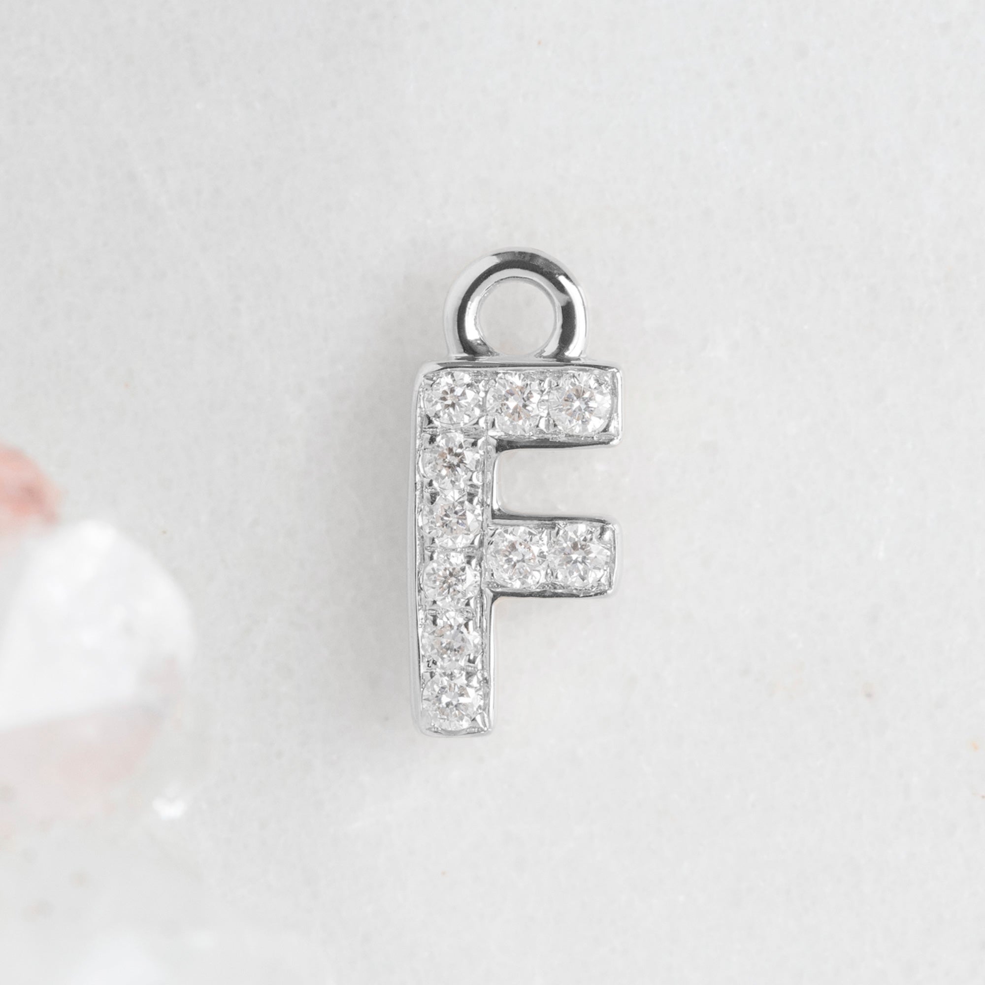 Alexis Russell Charms The White Diamond Pavé Letter Charm | White Gold