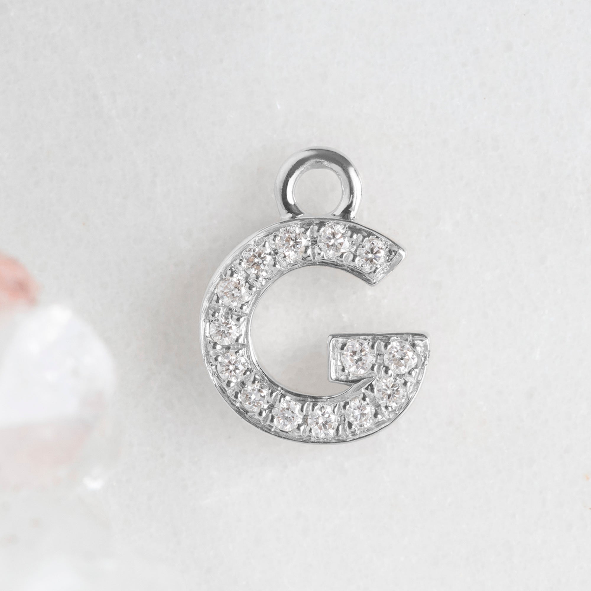 Alexis Russell Charms The White Diamond Pavé Letter Charm | White Gold