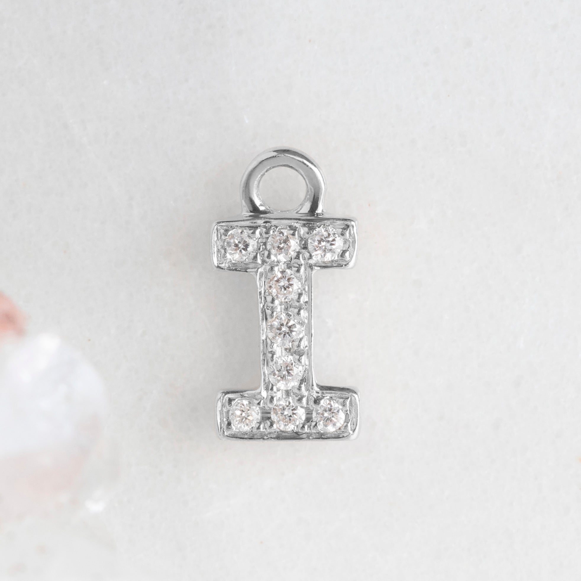 Alexis Russell Charms The White Diamond Pavé Letter Charm | White Gold