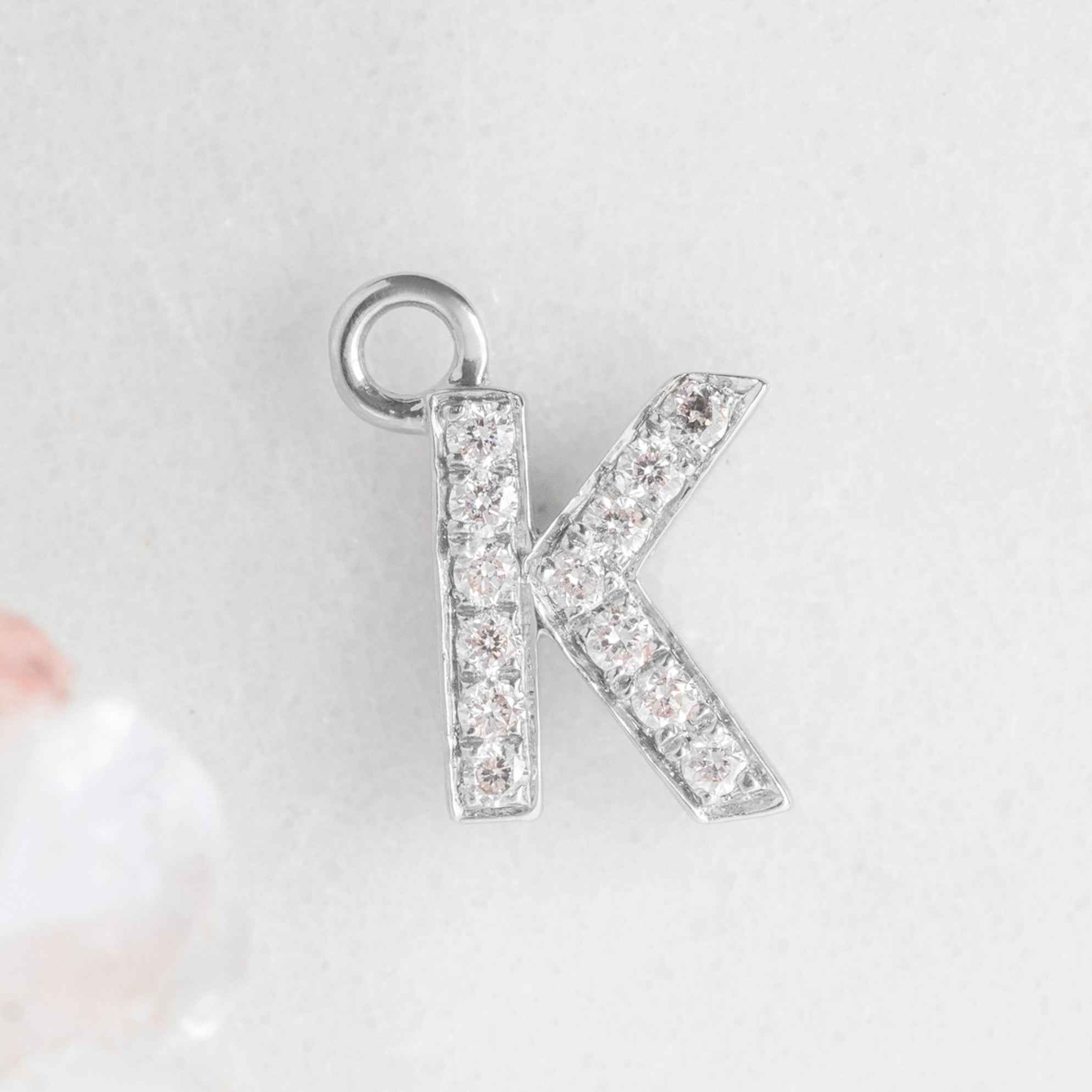 Alexis Russell Charms The White Diamond Pavé Letter Charm | White Gold
