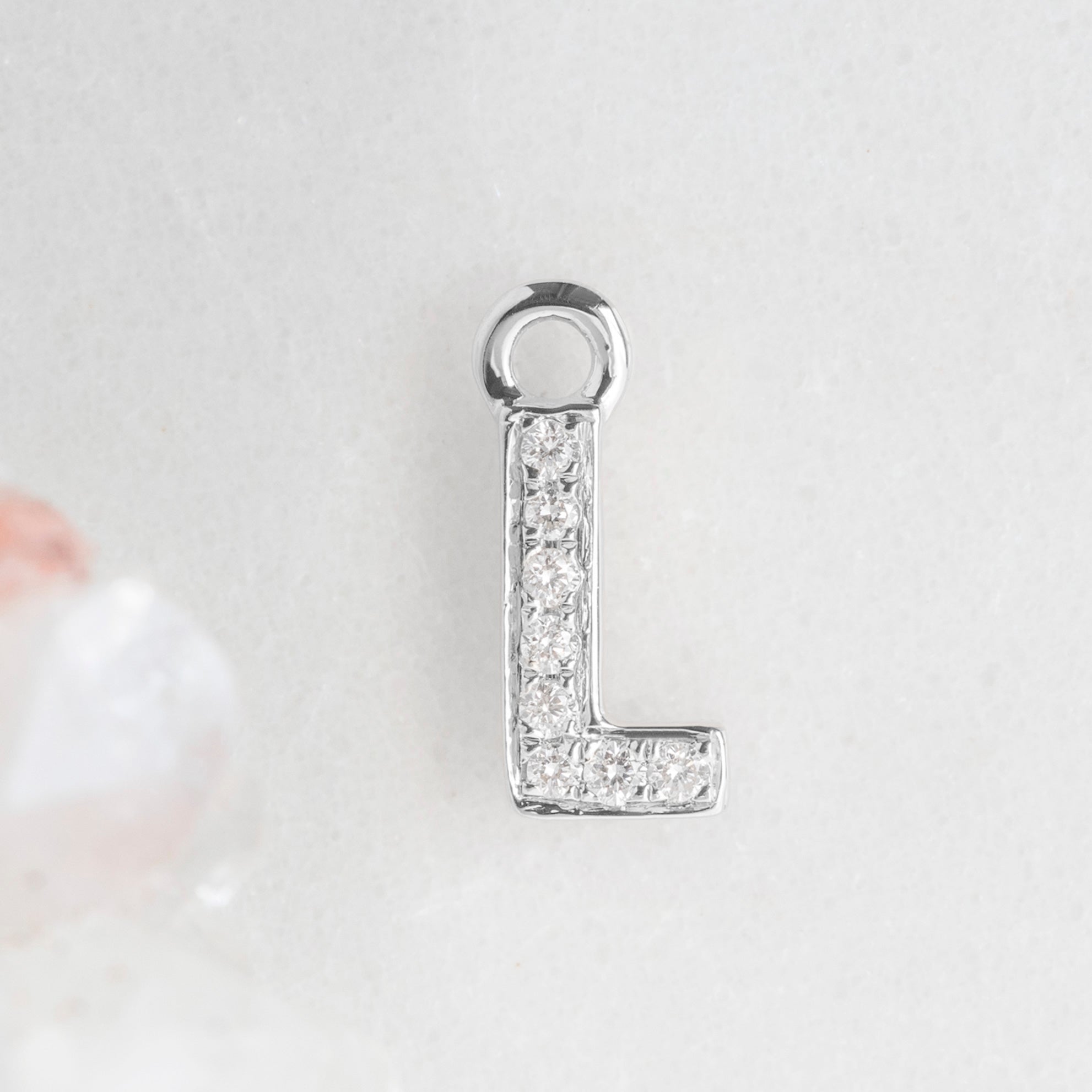 Alexis Russell Charms The White Diamond Pavé Letter Charm | White Gold