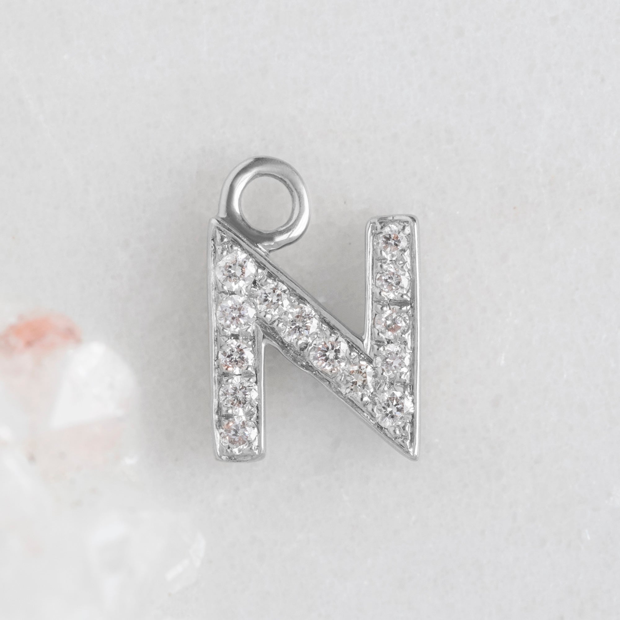 Alexis Russell Charms The White Diamond Pavé Letter Charm | White Gold
