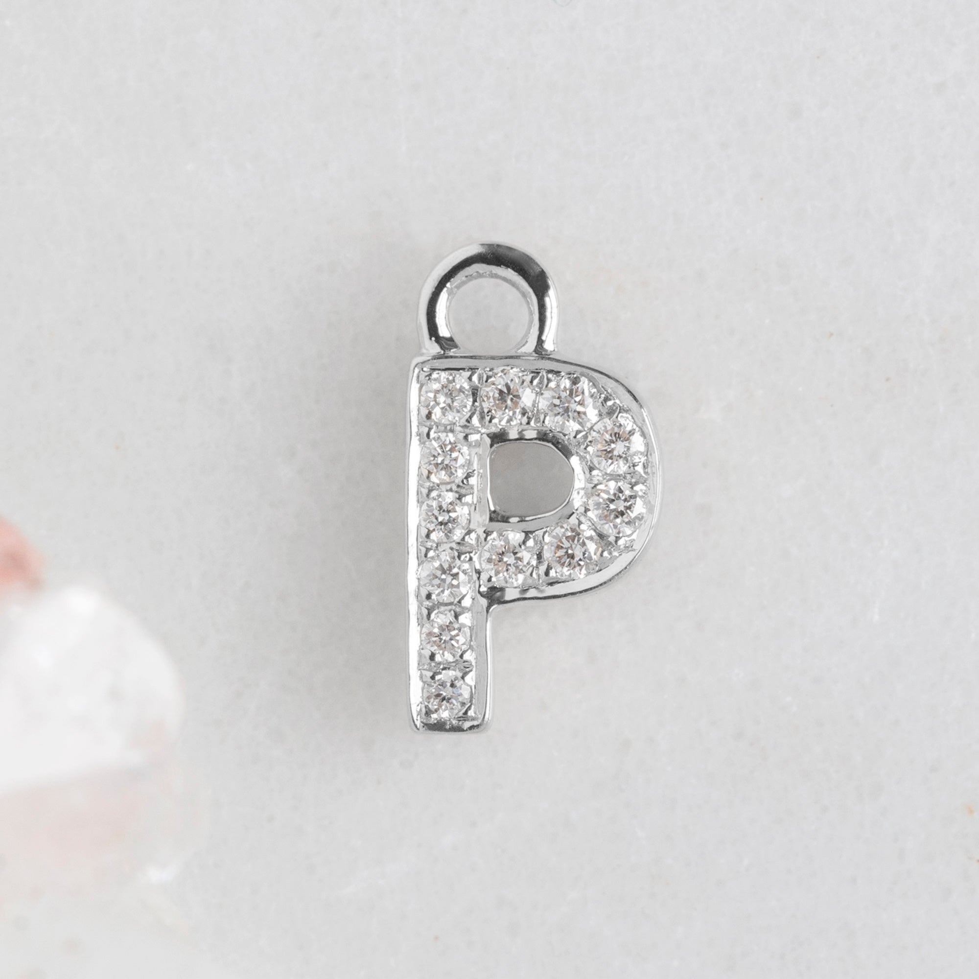 Alexis Russell Charms The White Diamond Pavé Letter Charm | White Gold