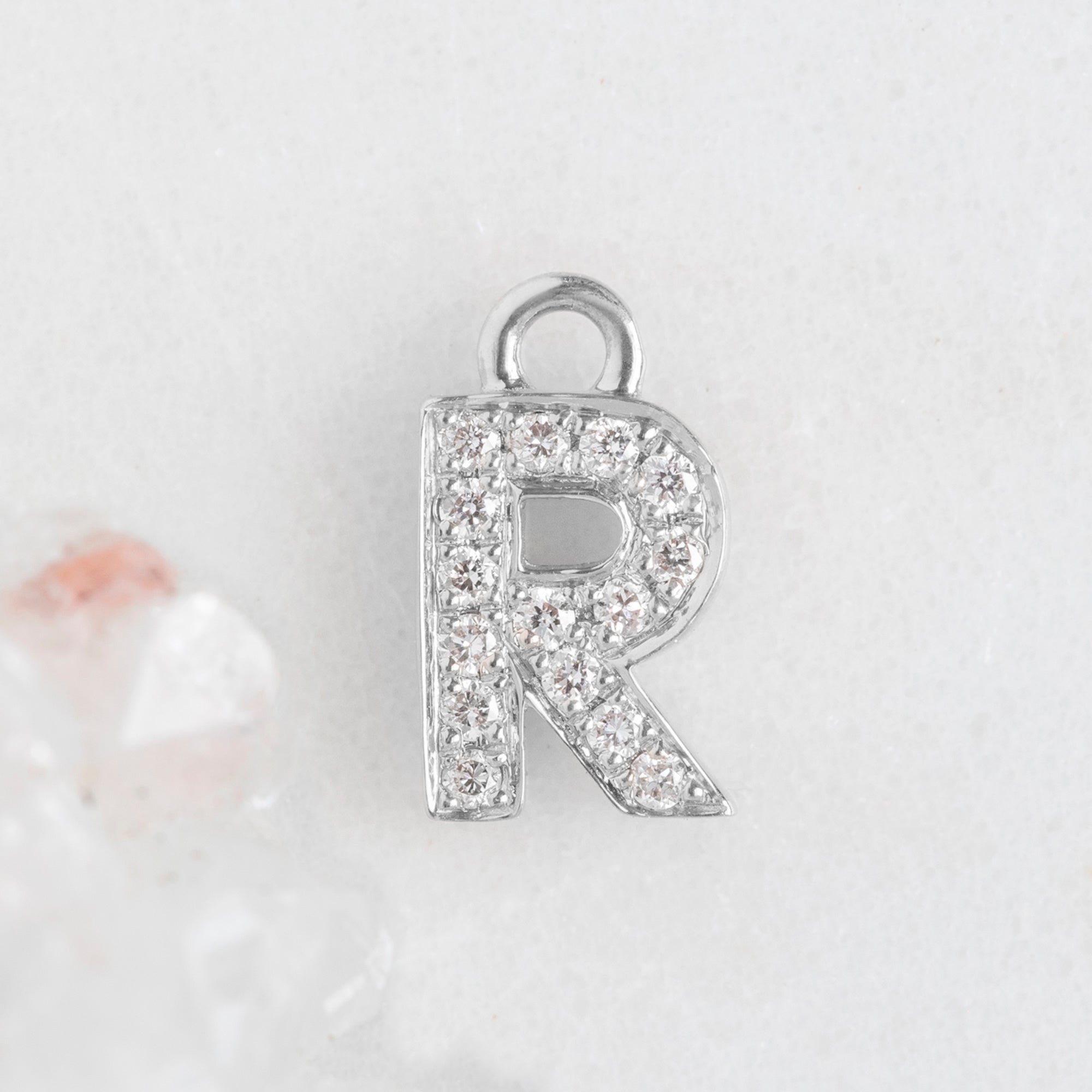Alexis Russell Charms The White Diamond Pavé Letter Charm | White Gold