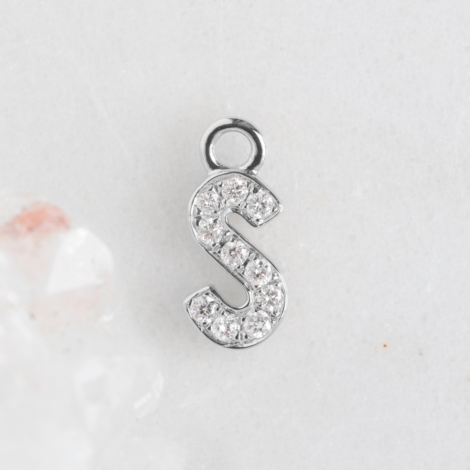Alexis Russell Charms The White Diamond Pavé Letter Charm | White Gold