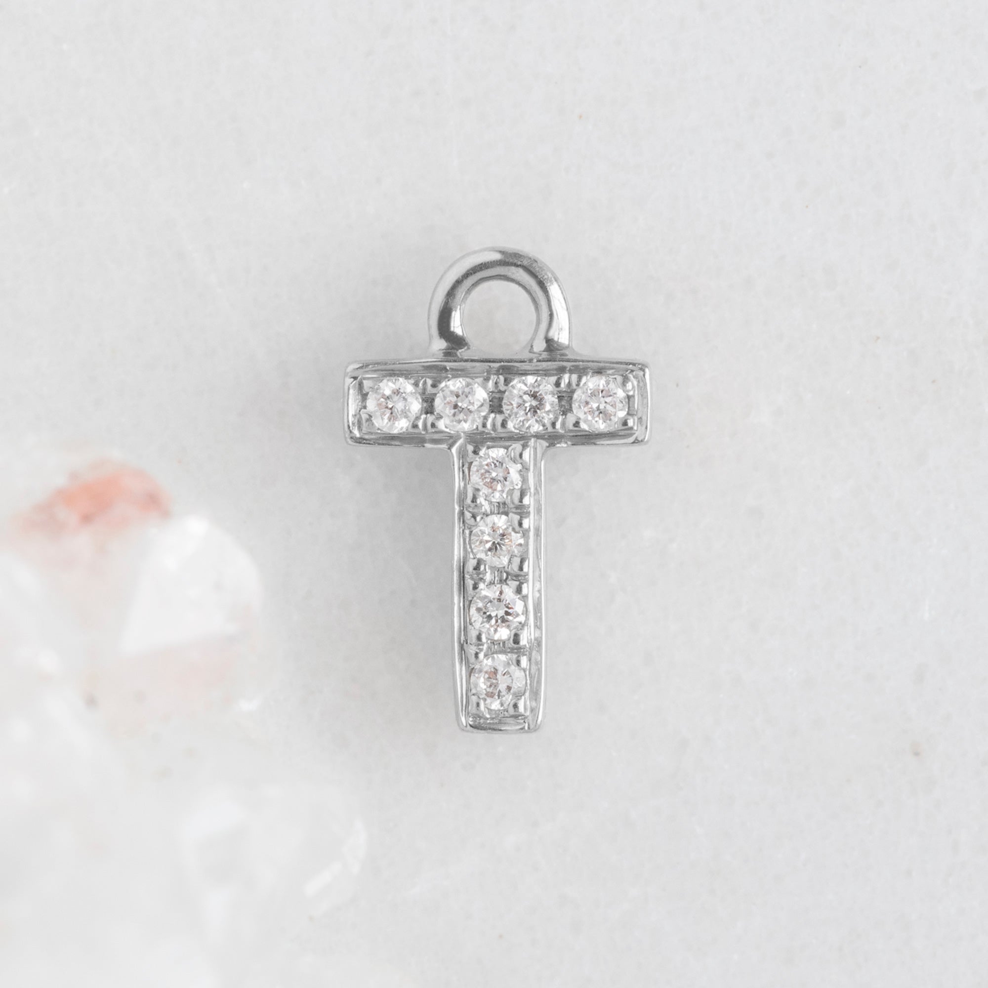Alexis Russell Charms The White Diamond Pavé Letter Charm | White Gold