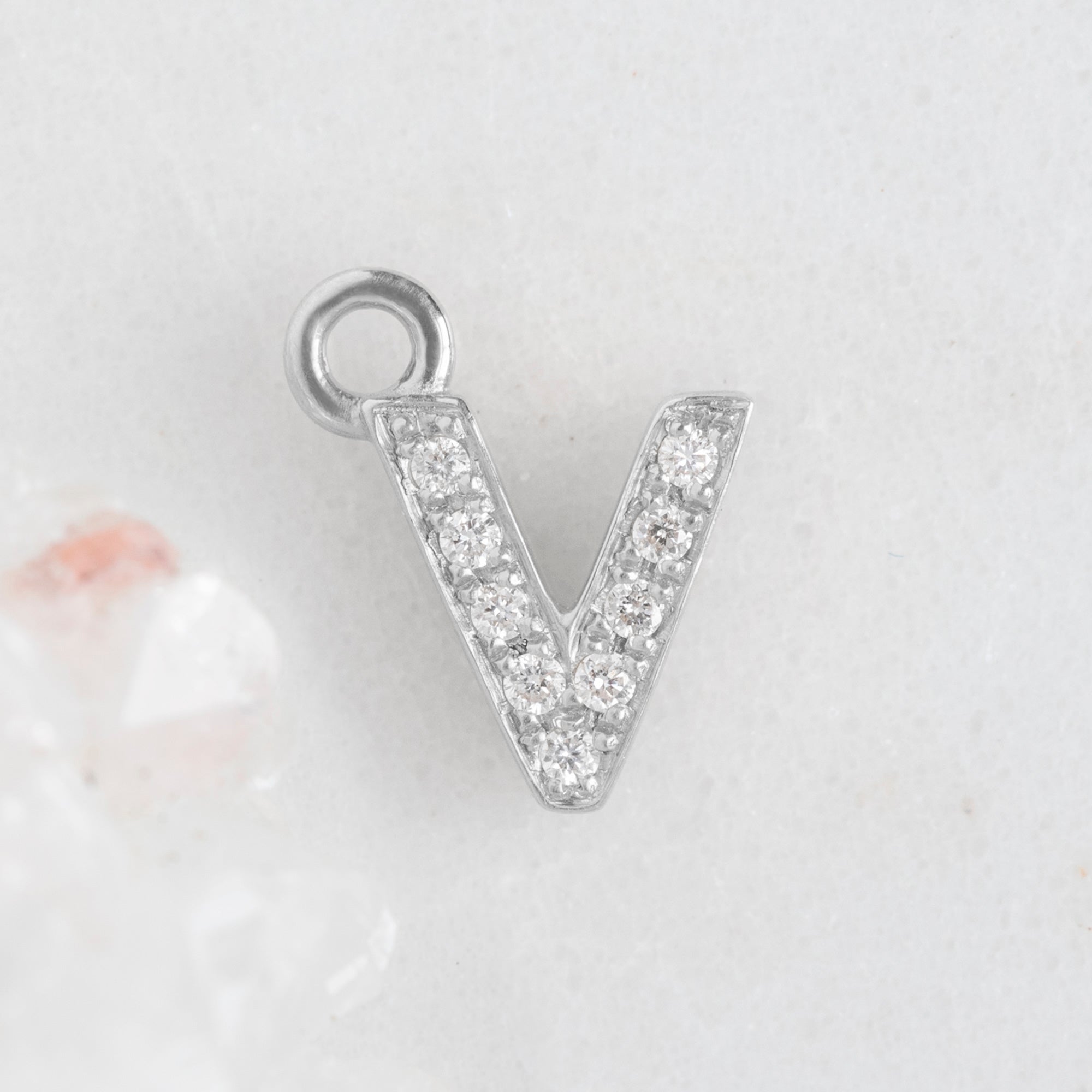 Alexis Russell Charms The White Diamond Pavé Letter Charm | White Gold