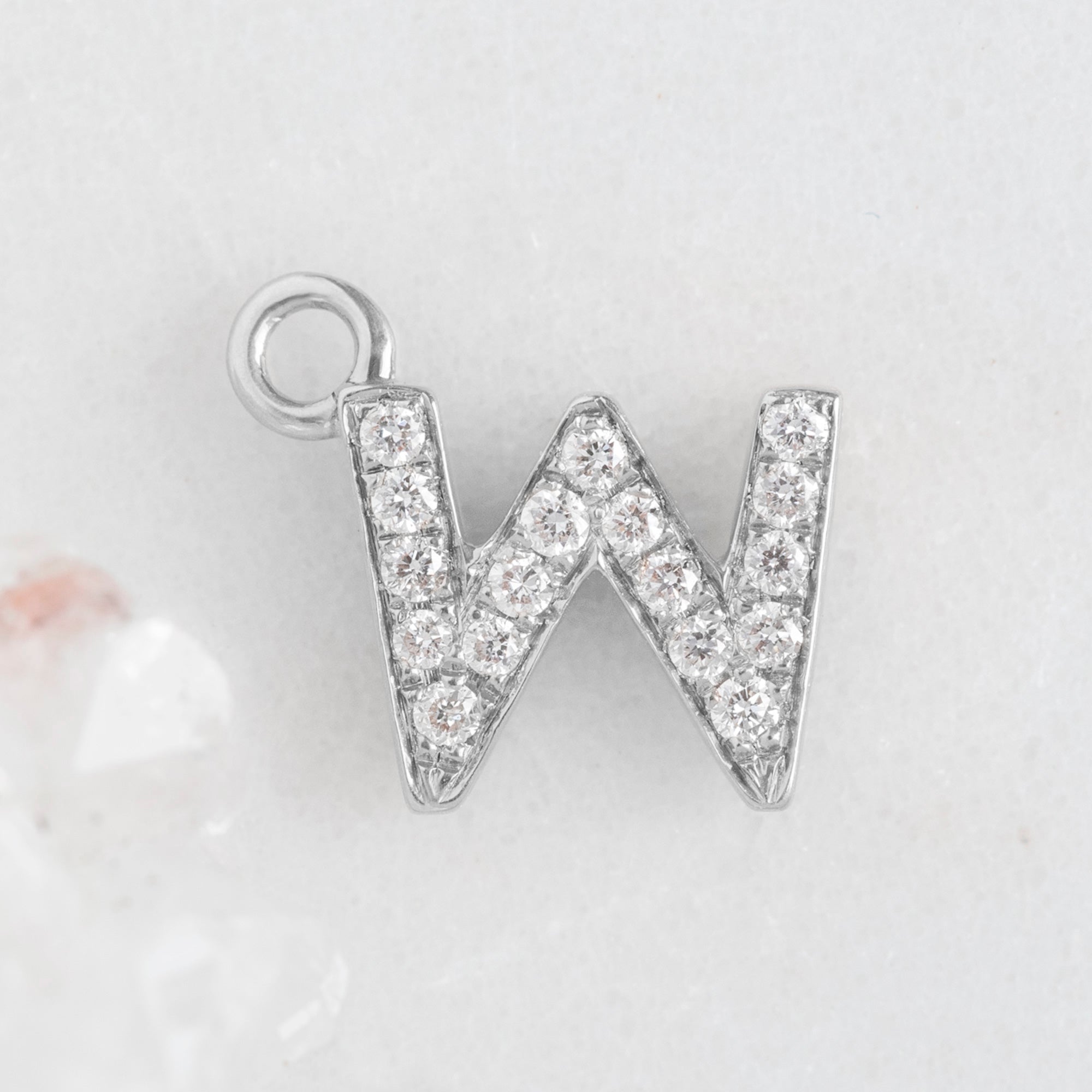 Alexis Russell Charms The White Diamond Pavé Letter Charm | White Gold