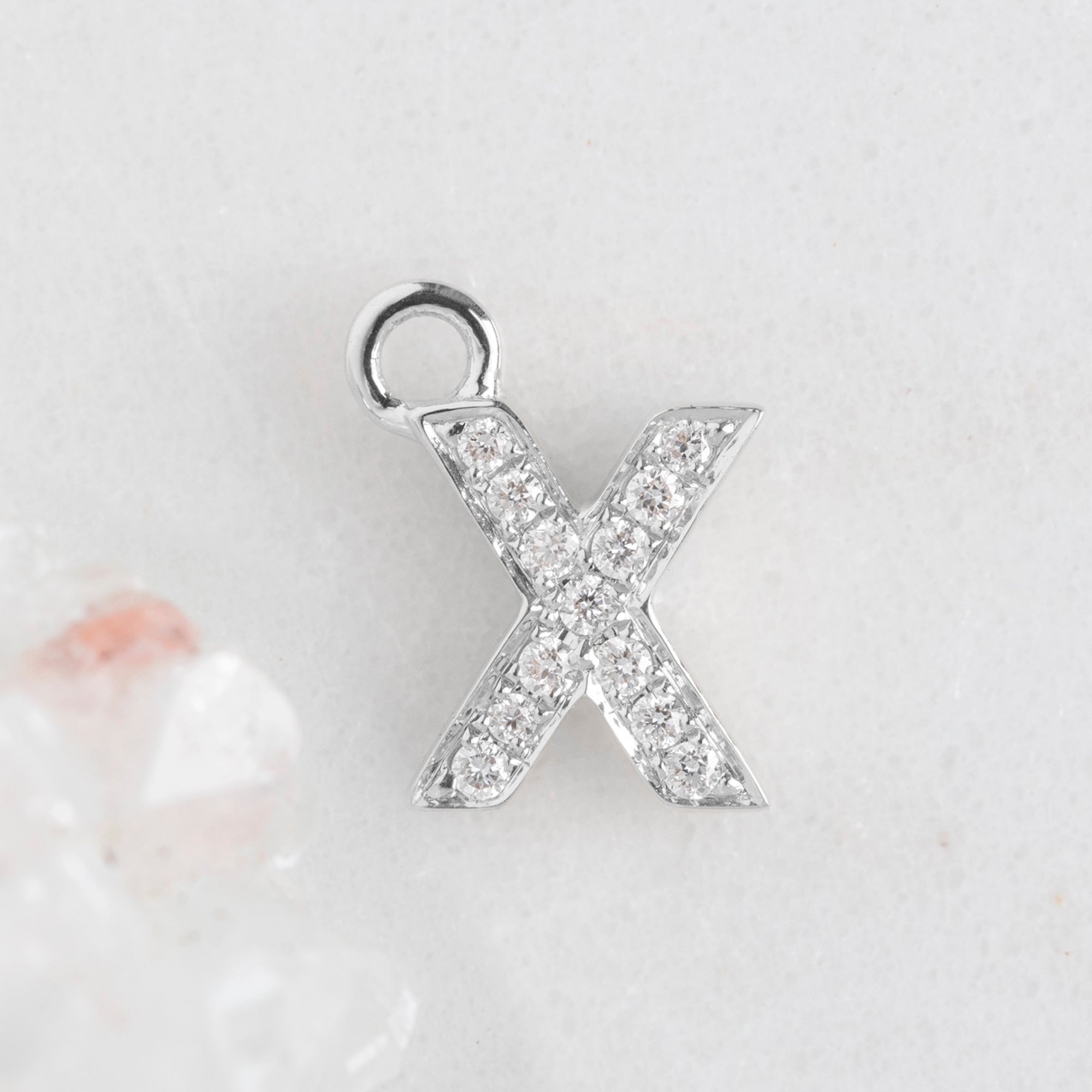 Alexis Russell Charms The White Diamond Pavé Letter Charm | White Gold