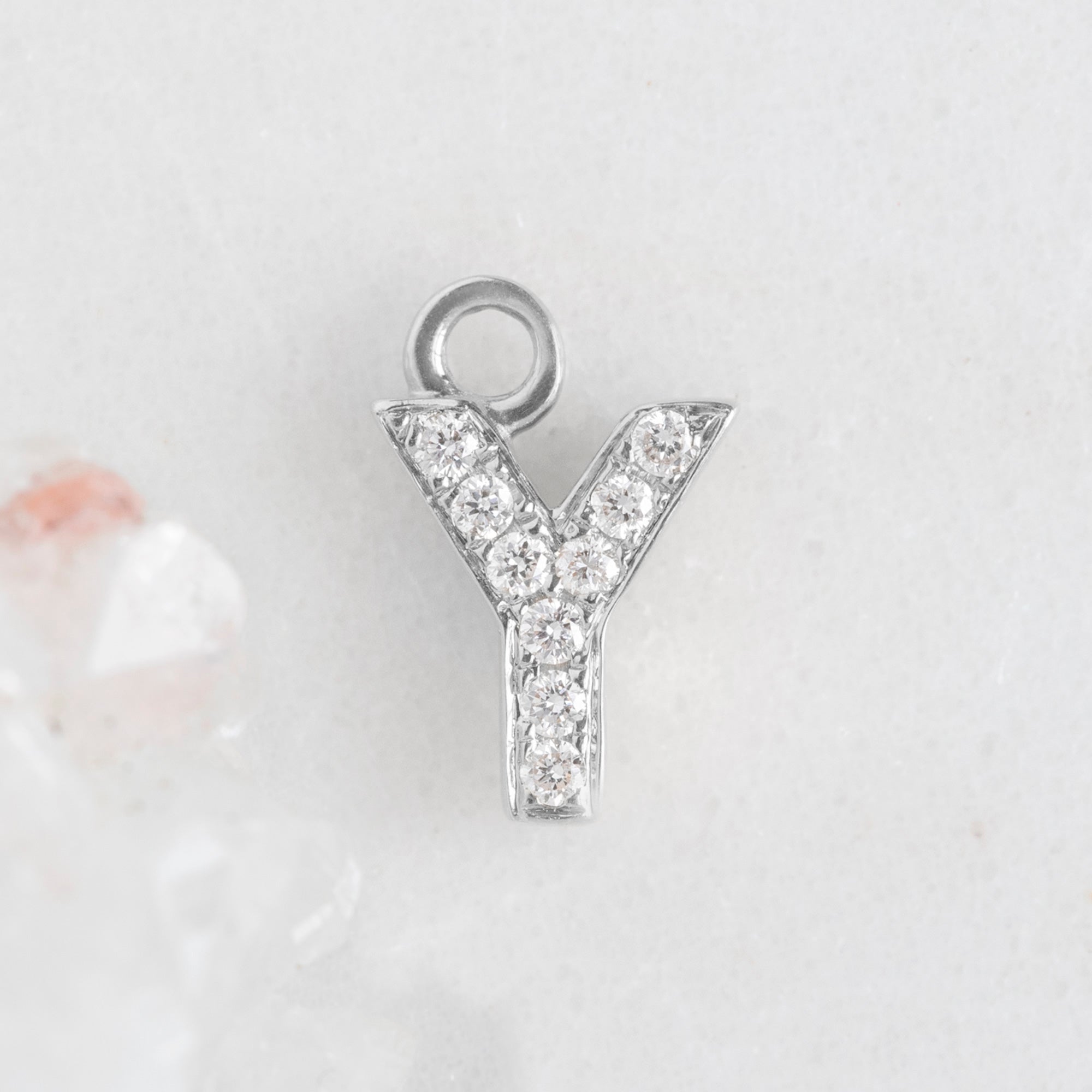 Alexis Russell Charms The White Diamond Pavé Letter Charm | White Gold