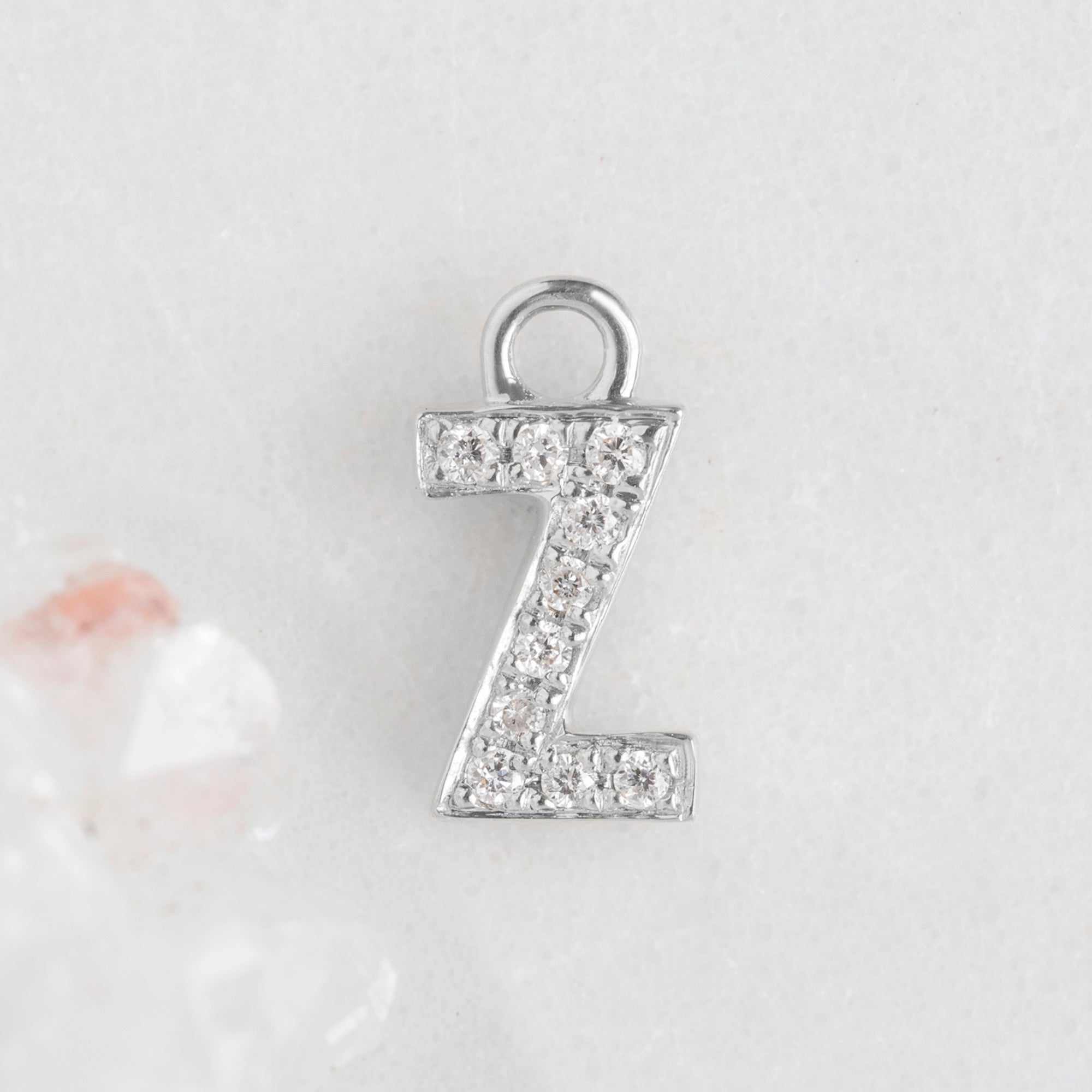 Alexis Russell Charms The White Diamond Pavé Letter Charm | White Gold