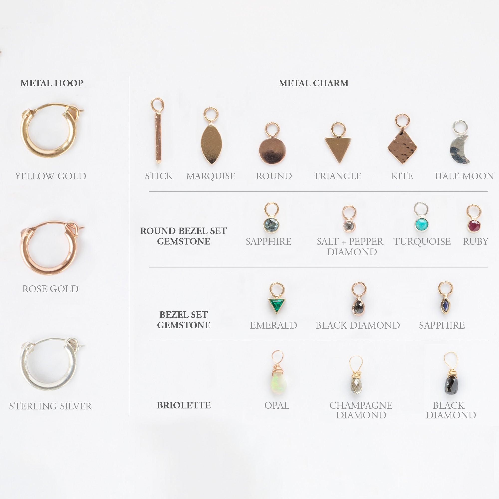 Alexis Russell Earrings Custom Charm Hoop Earrings | Yellow Gold Filled
