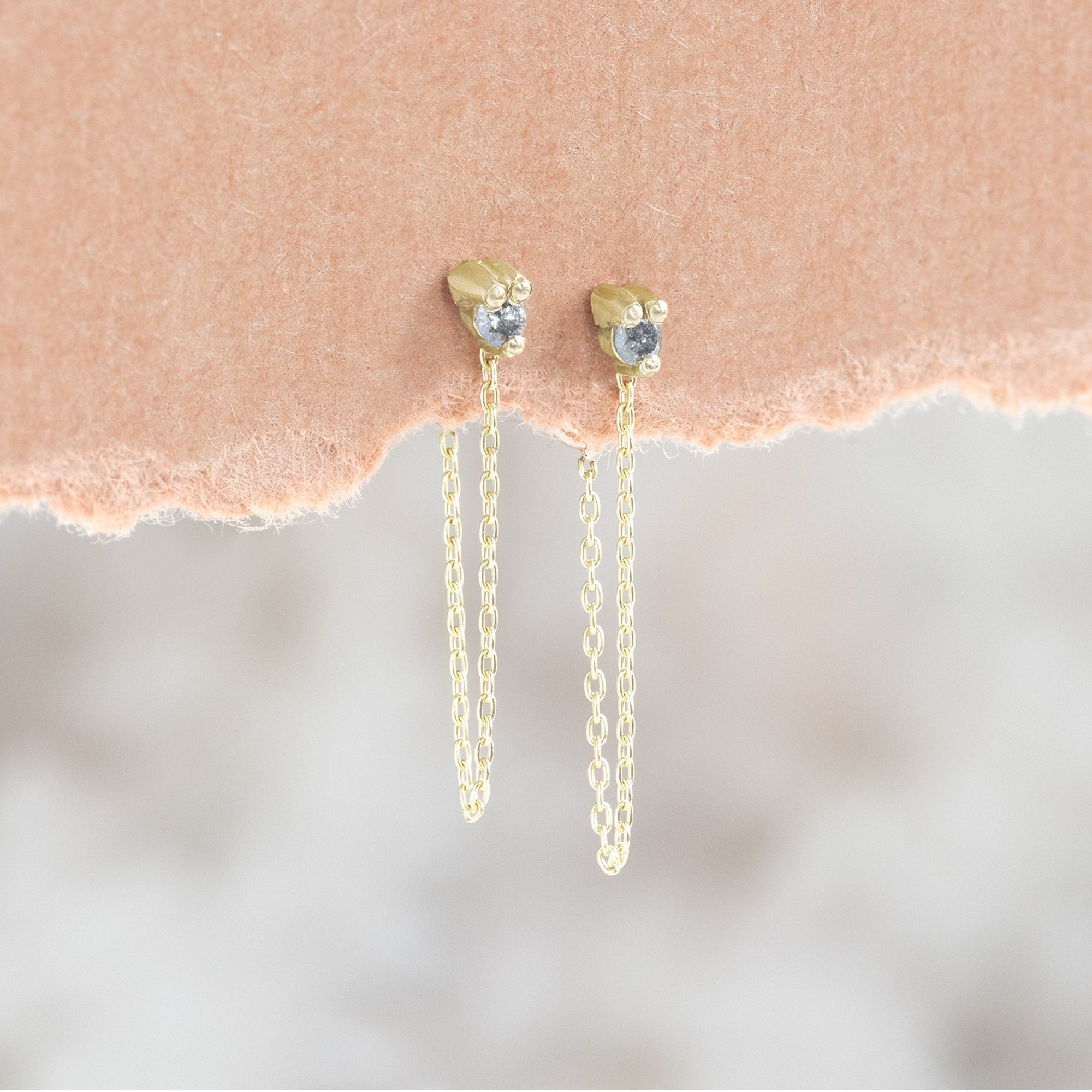 Alexis Russell Earrings The Salt and Pepper Diamond Sunburst Chain Hoops | Yellow, Rose or White Gold