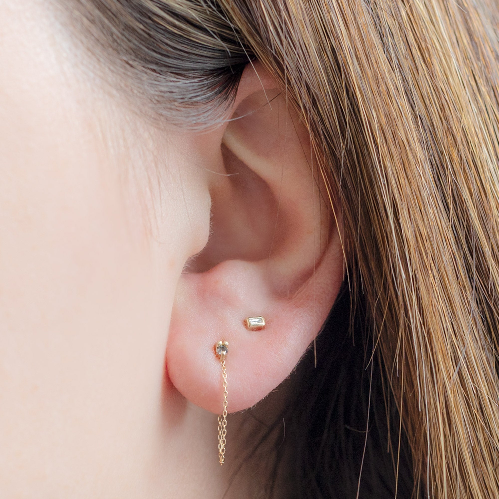 Alexis Russell Earrings The Salt and Pepper Diamond Sunburst Chain Hoops | Yellow, Rose or White Gold