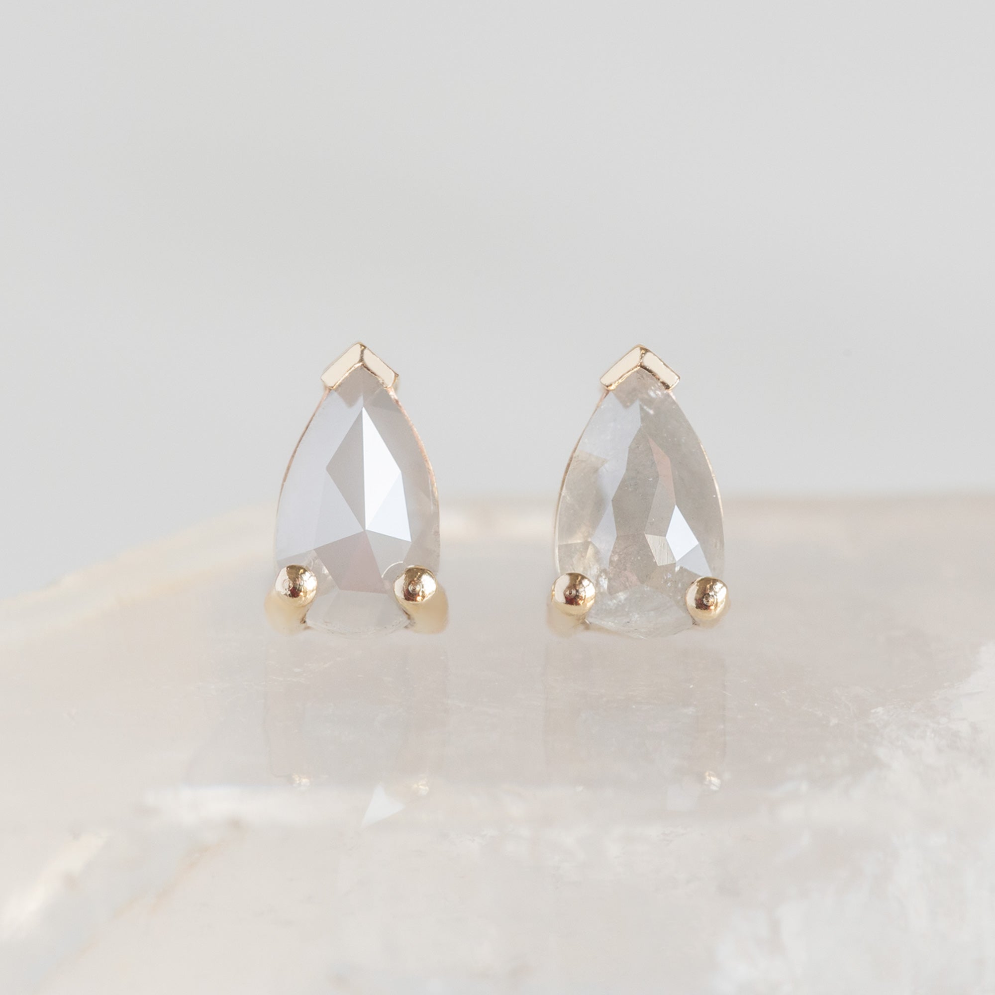 Alexis Russell Earrings The Opalescent Icy White Diamond Stud Earrings | Yellow, Rose or White Gold