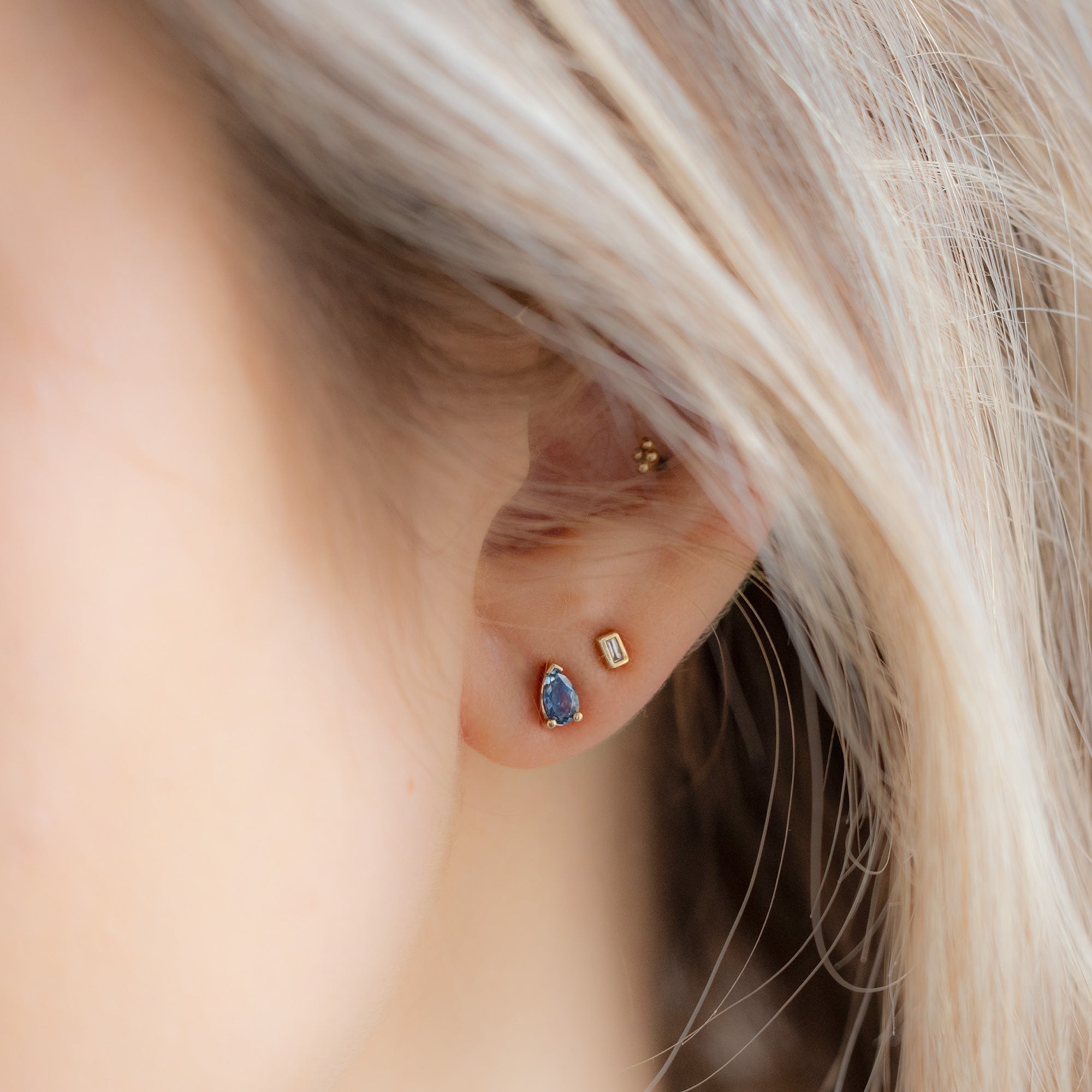 Alexis Russell Earrings The Montana Sapphire Stud Earrings | Yellow, Rose or White Gold