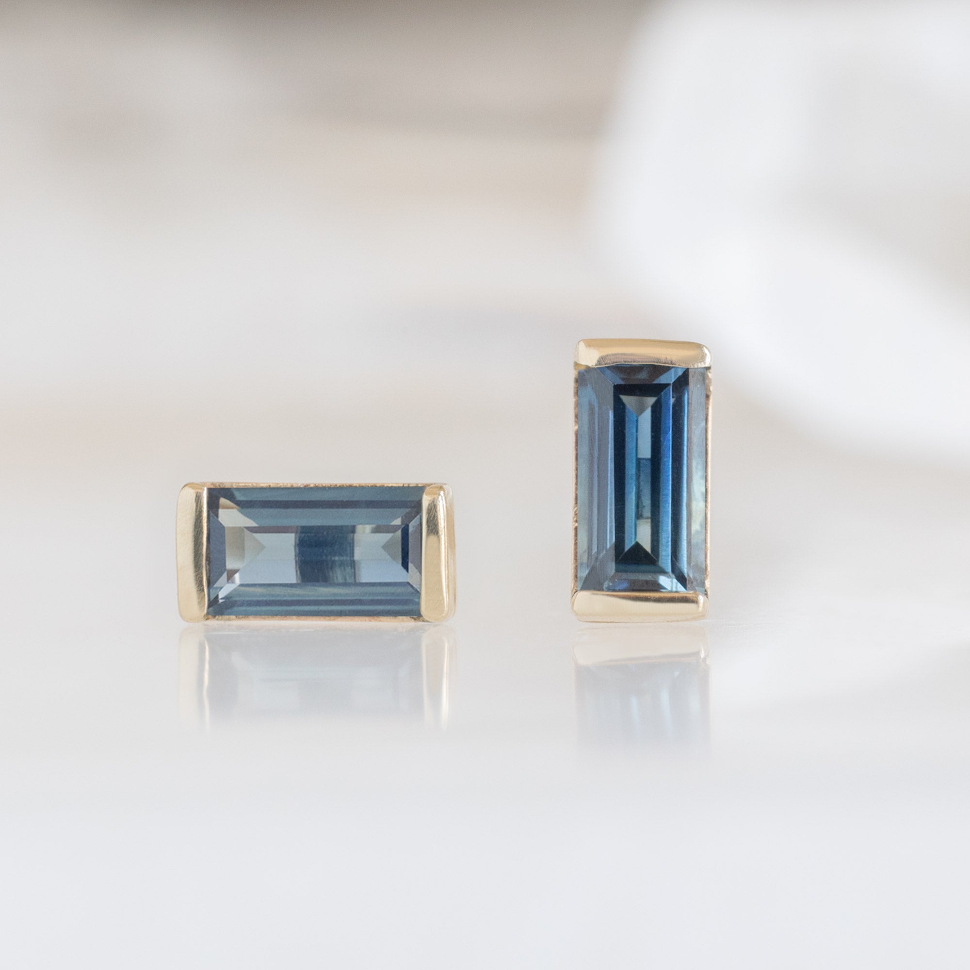 Alexis Russell Earrings The Montana Sapphire Baguette Studs | Yellow Gold