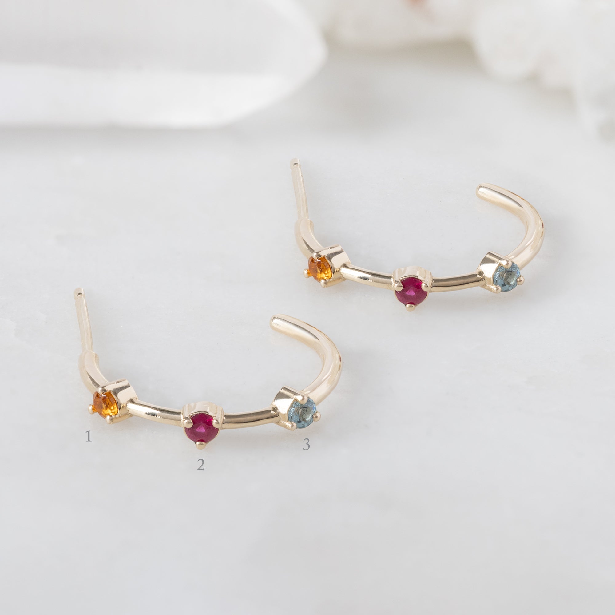 Alexis Russell Earrings The Custom Multi-Birthstone Hoops | 3 Stones