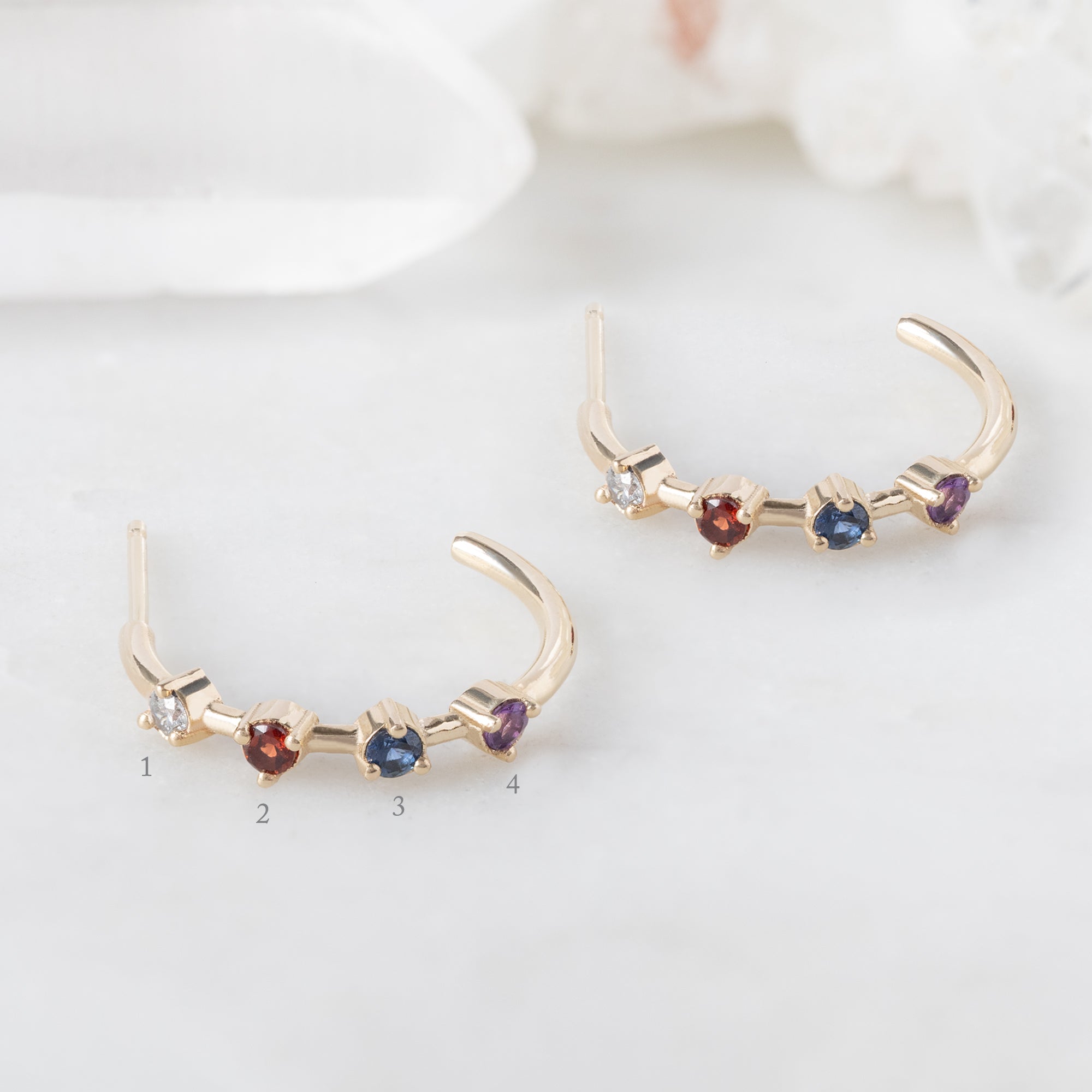 Alexis Russell Earrings The Custom Multi-Birthstone Hoops | 4 Stones